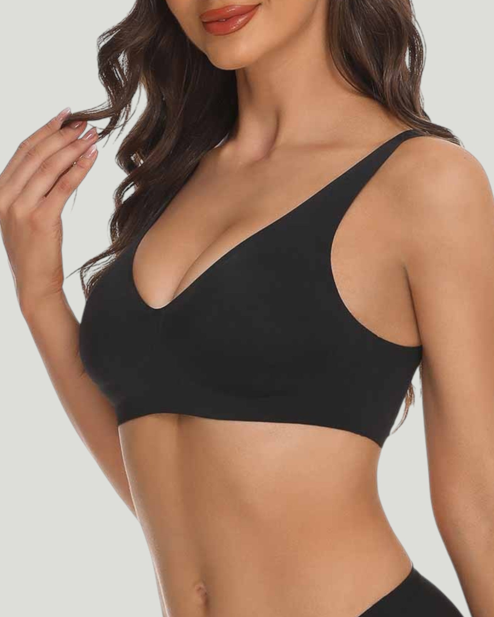 Pear Shapewear Ava Plunge Wireless Bra Carbon Black 2
