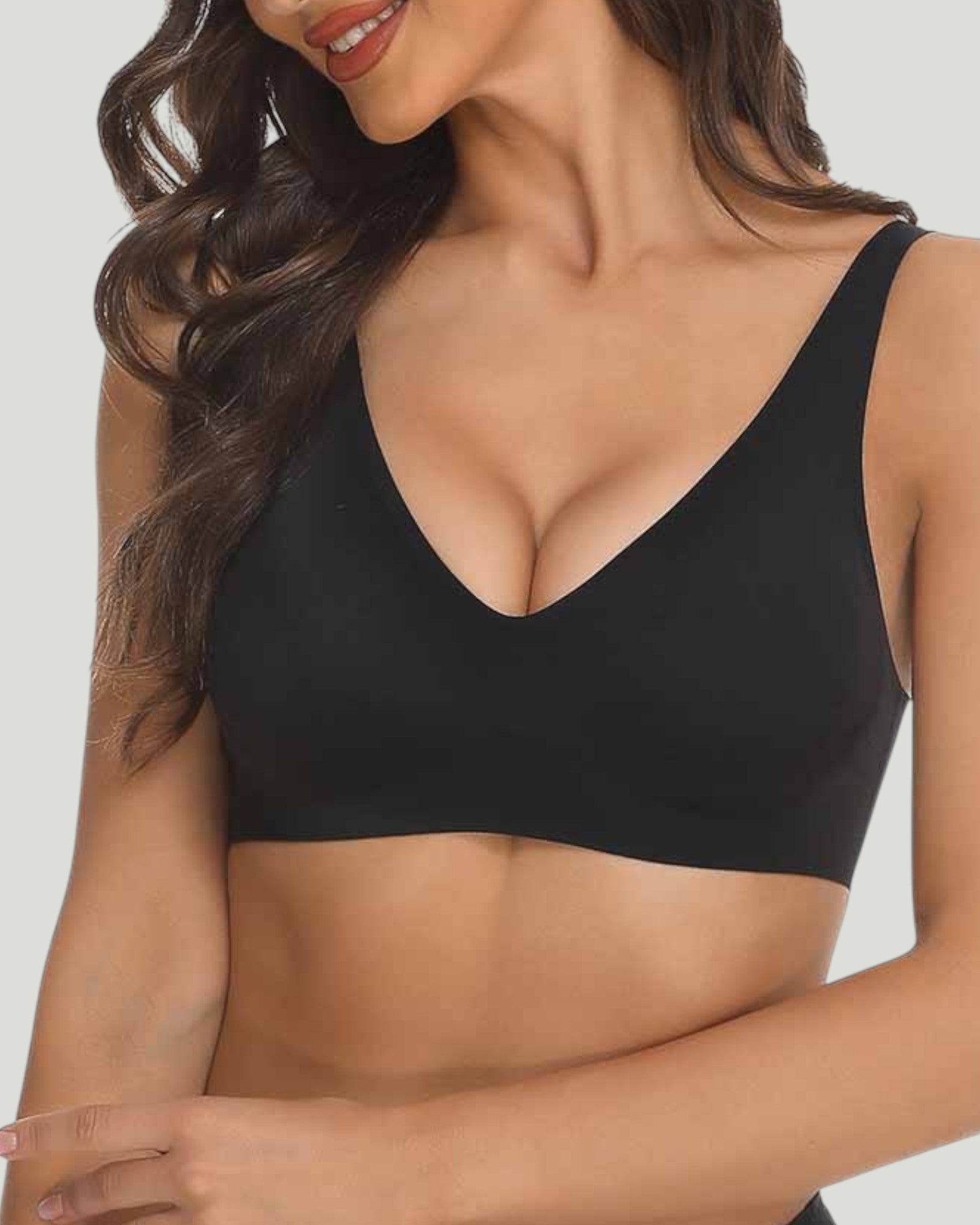 Pear Shapewear Ava Plunge Wireless Bra Carbon Black 3