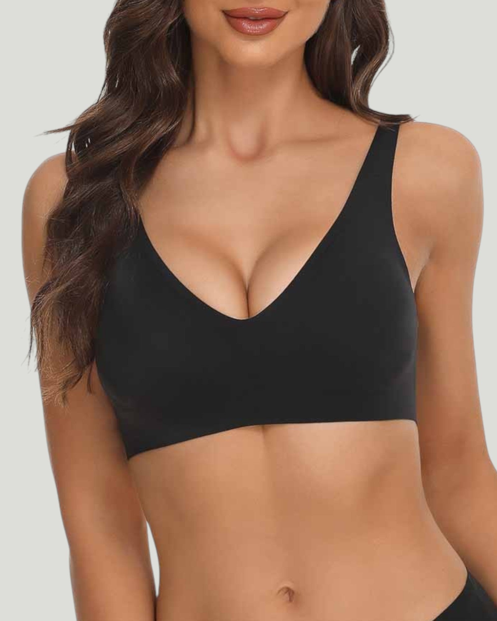 Pear Shapewear Ava Plunge Wireless Bra Carbon Black 1