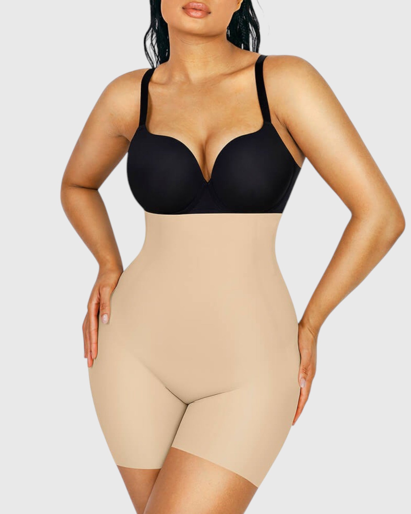 Pear Shapewear Blakely Padded Butt Mid-Thigh Short Champagne Beige 1
