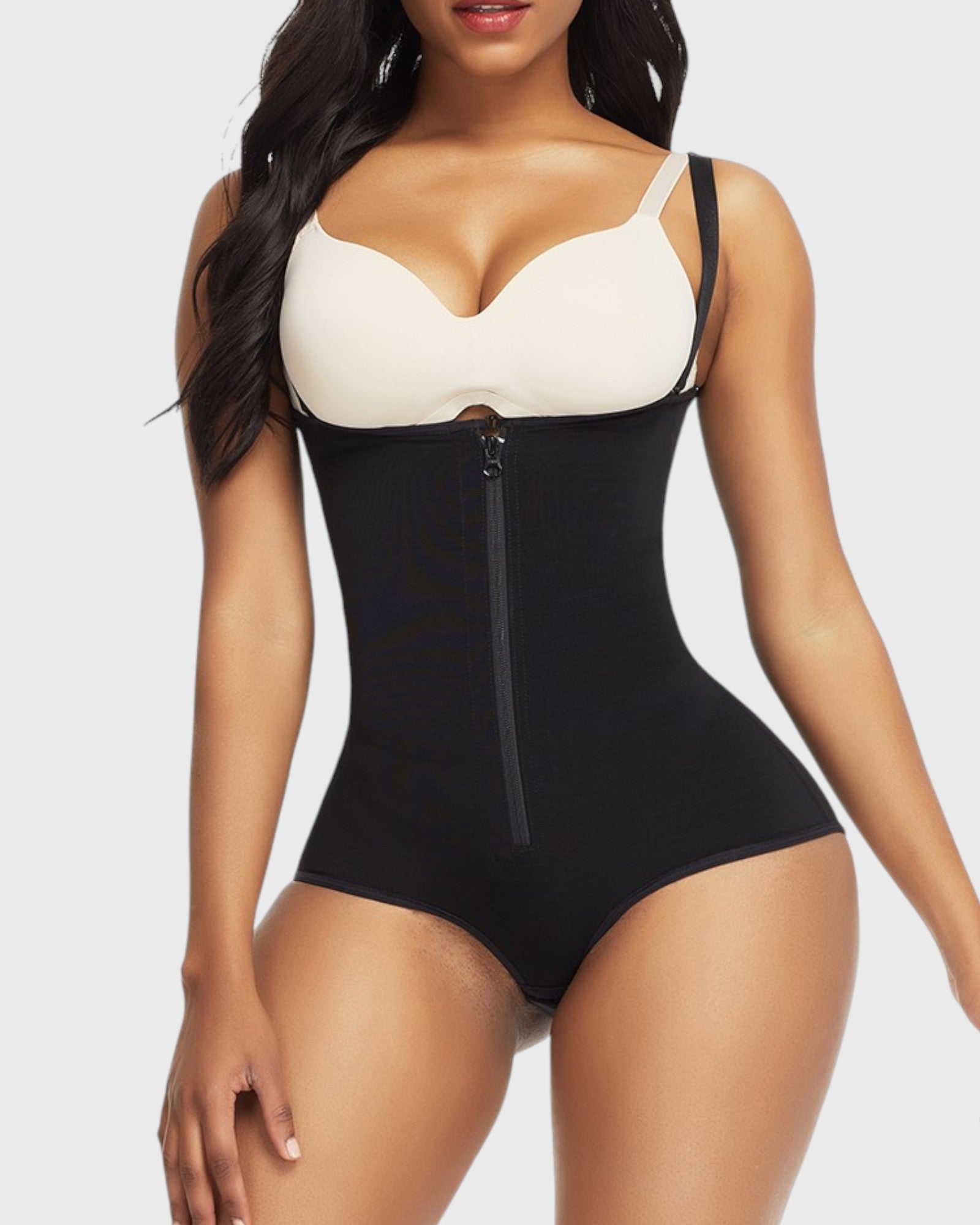 Pear Shapewear Ella Open-Bust Brief Bodysuit Carbon Black 3