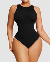 Pear Shapewear Gia Crew Neck Thong Bodysuit Carbon Black 1