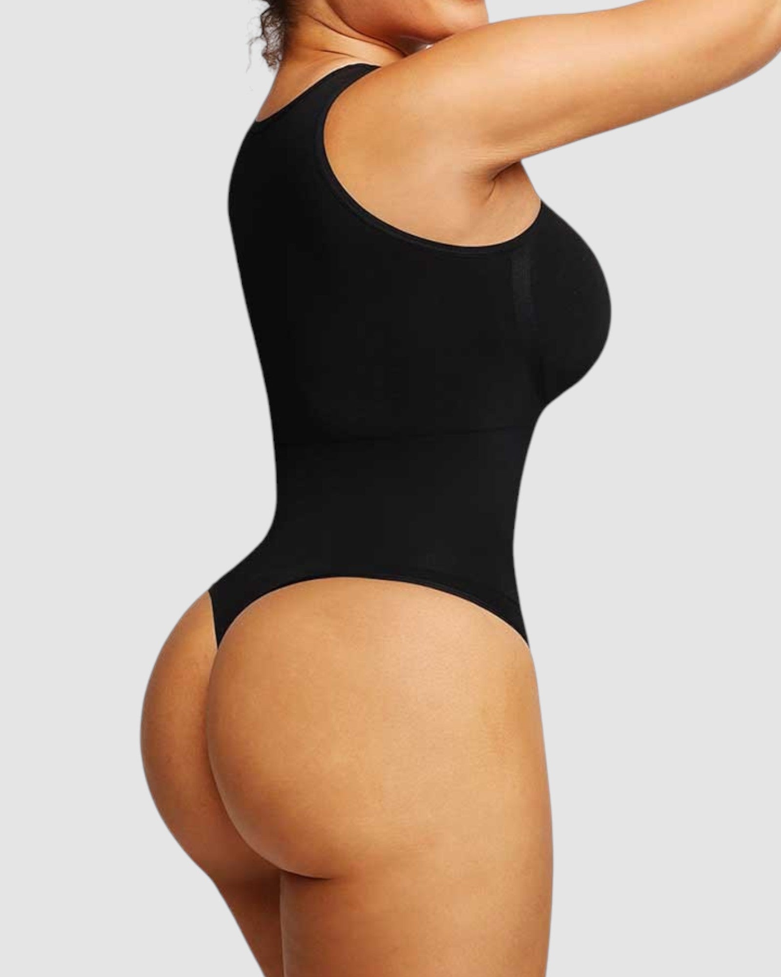 Pear Shapewear Gia Crew Neck Thong Bodysuit Carbon Black 3