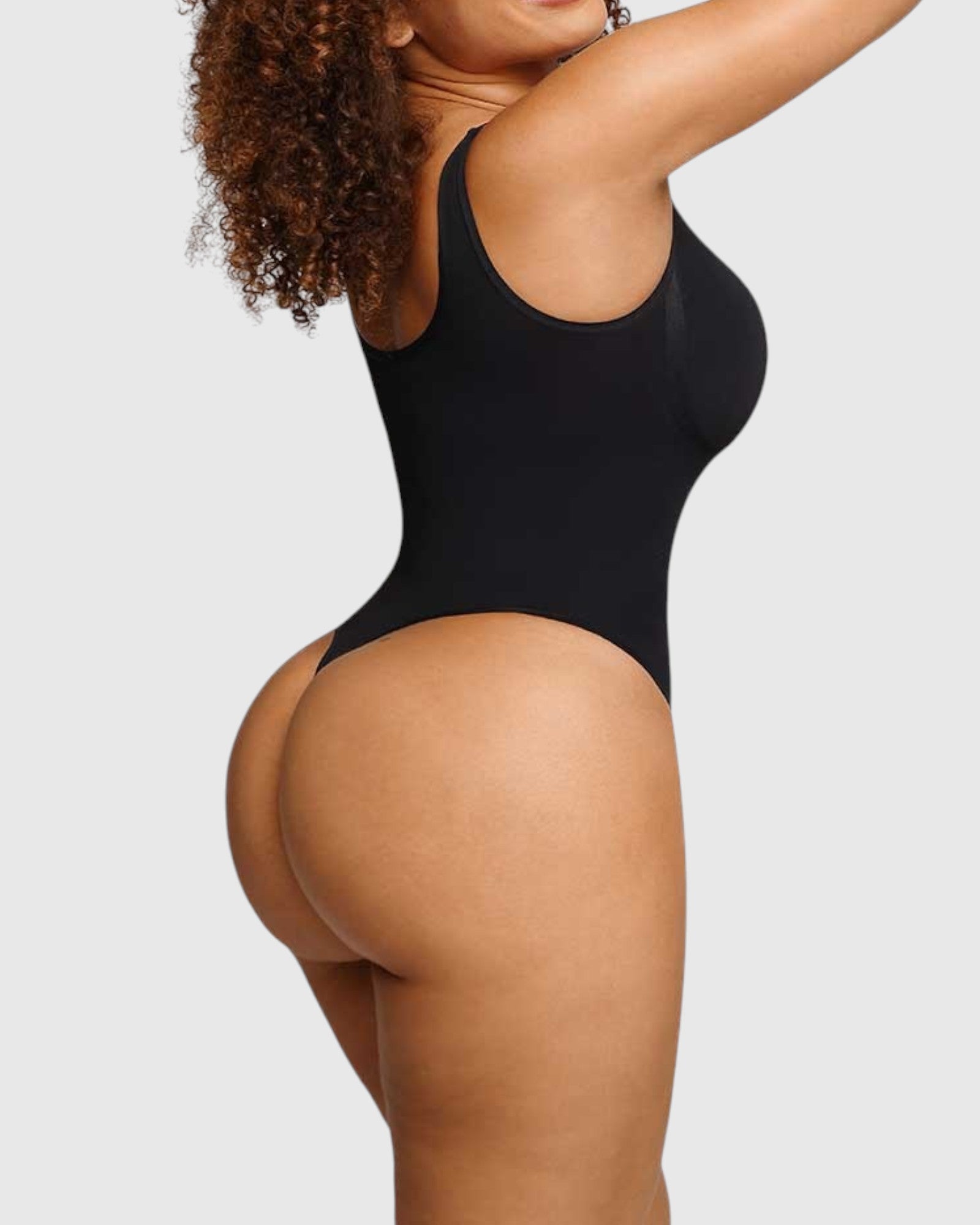 Pear Shapewear Gia Scoop Neck Thong Bodysuit Carbon Black 3