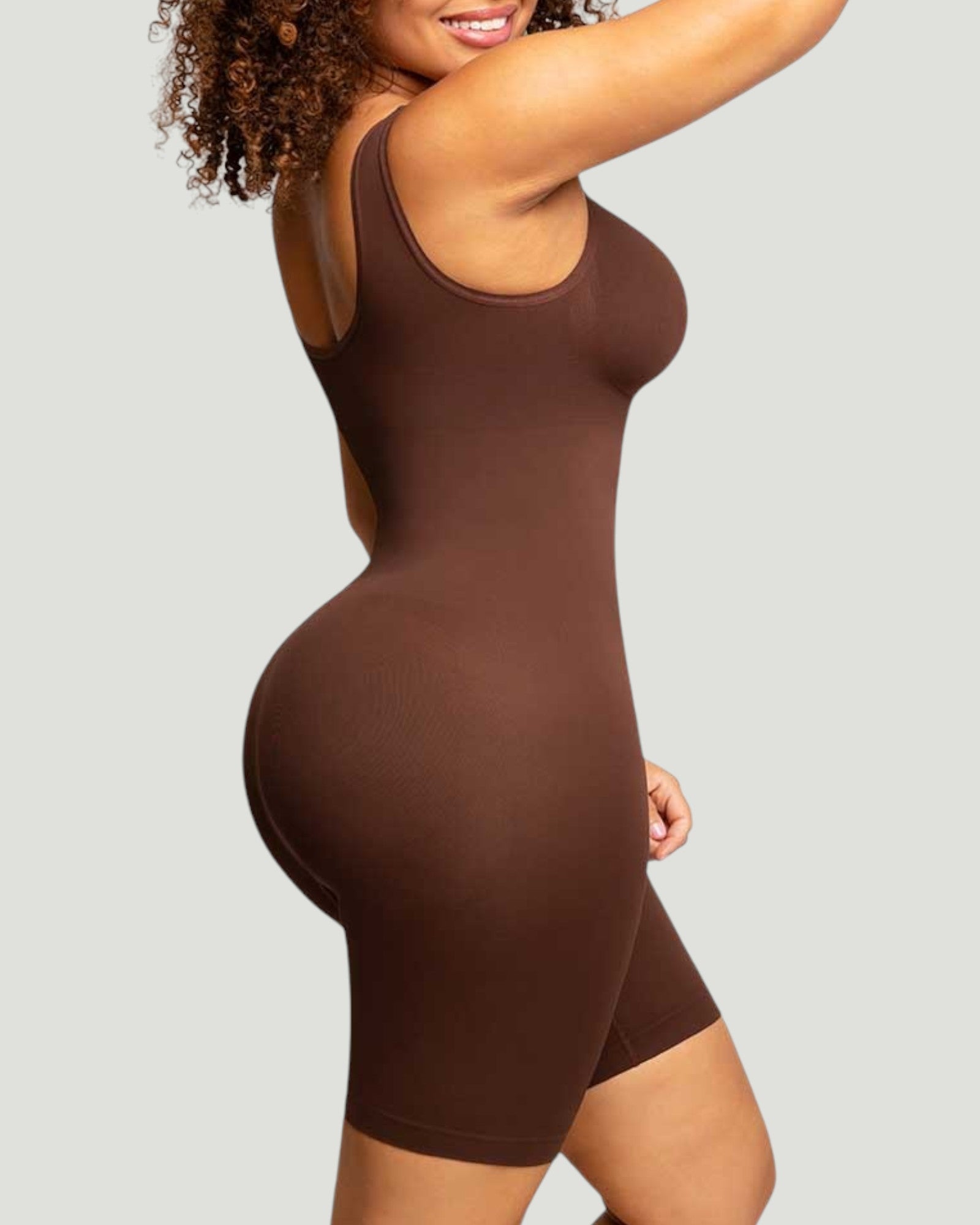 Pear Shapewear Khloe Mid-Thigh Bodysuit Cocao Brown 2
