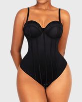 Pear Shapewear Macie Underwire Thong Bodysuit Carbon Black 1