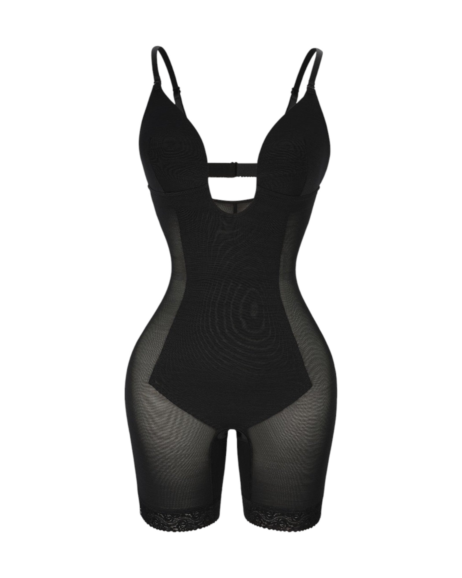Pear Shapewear Mia Plunge Mid-Thigh Bodysuit Carbon Black 3