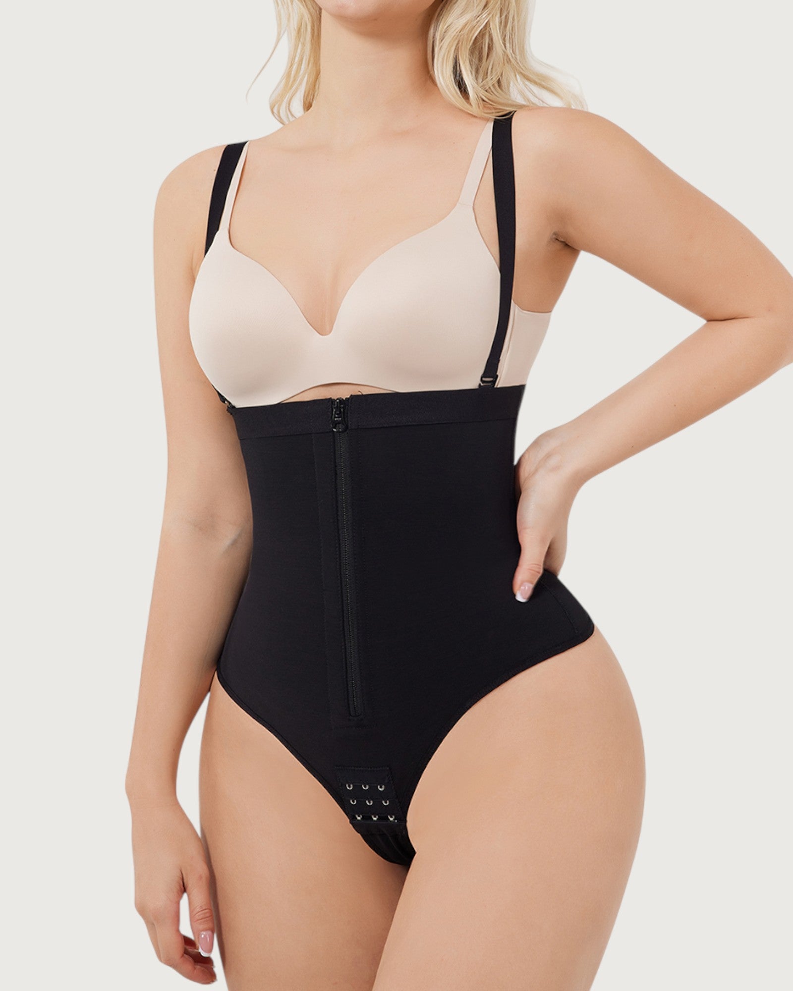 Pear Shapewear Mila Open-Bust Thong Bodysuit Carbon Black 1