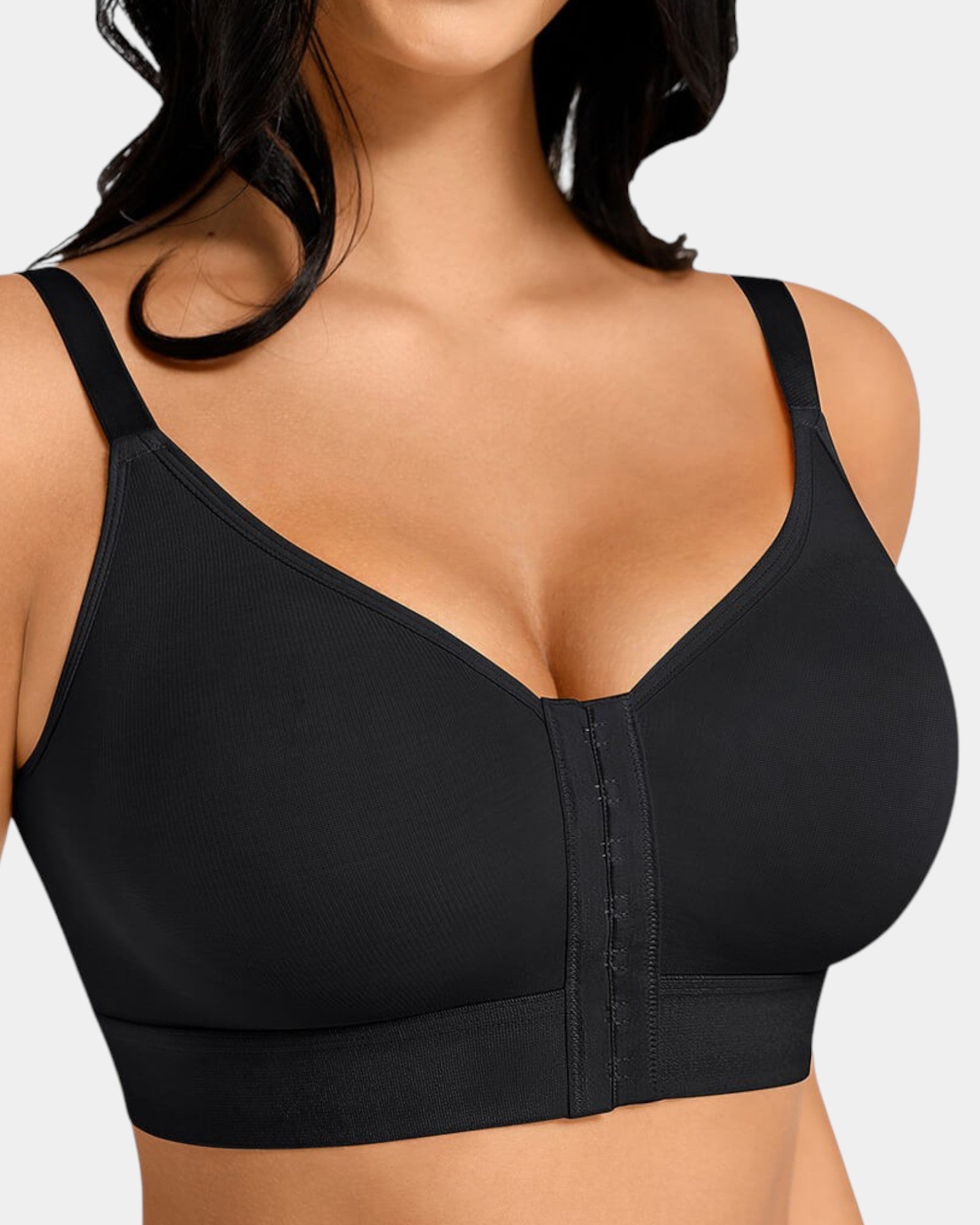 Pear Shapewear Sienna Lightly Lined Front-Closure Bra Carbon Black 3