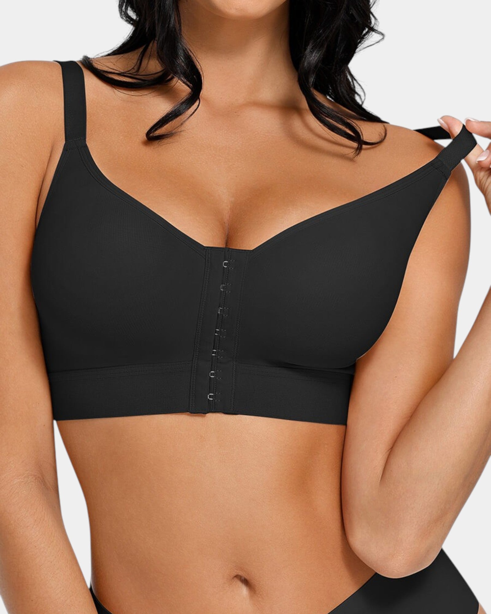 Pear Shapewear Sienna Lightly Lined Front-Closure Bra Carbon Black 6