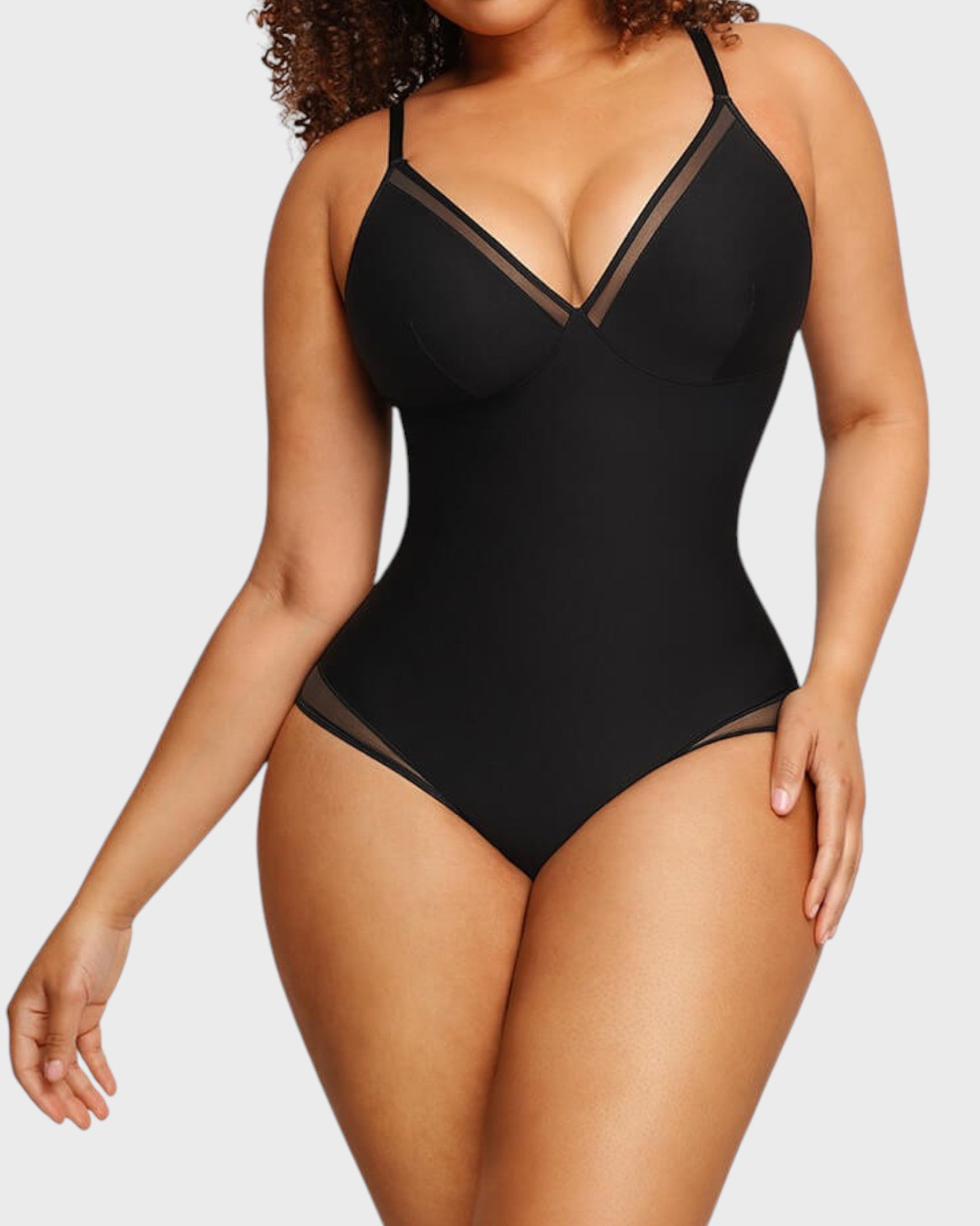 Pear Shapewear Tayla V-Neck Brief Bodysuit Carbon Black 1