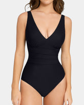 Pear Shapewear Tiffany Plunge One Piece Swimsuit Carbon Black 1
