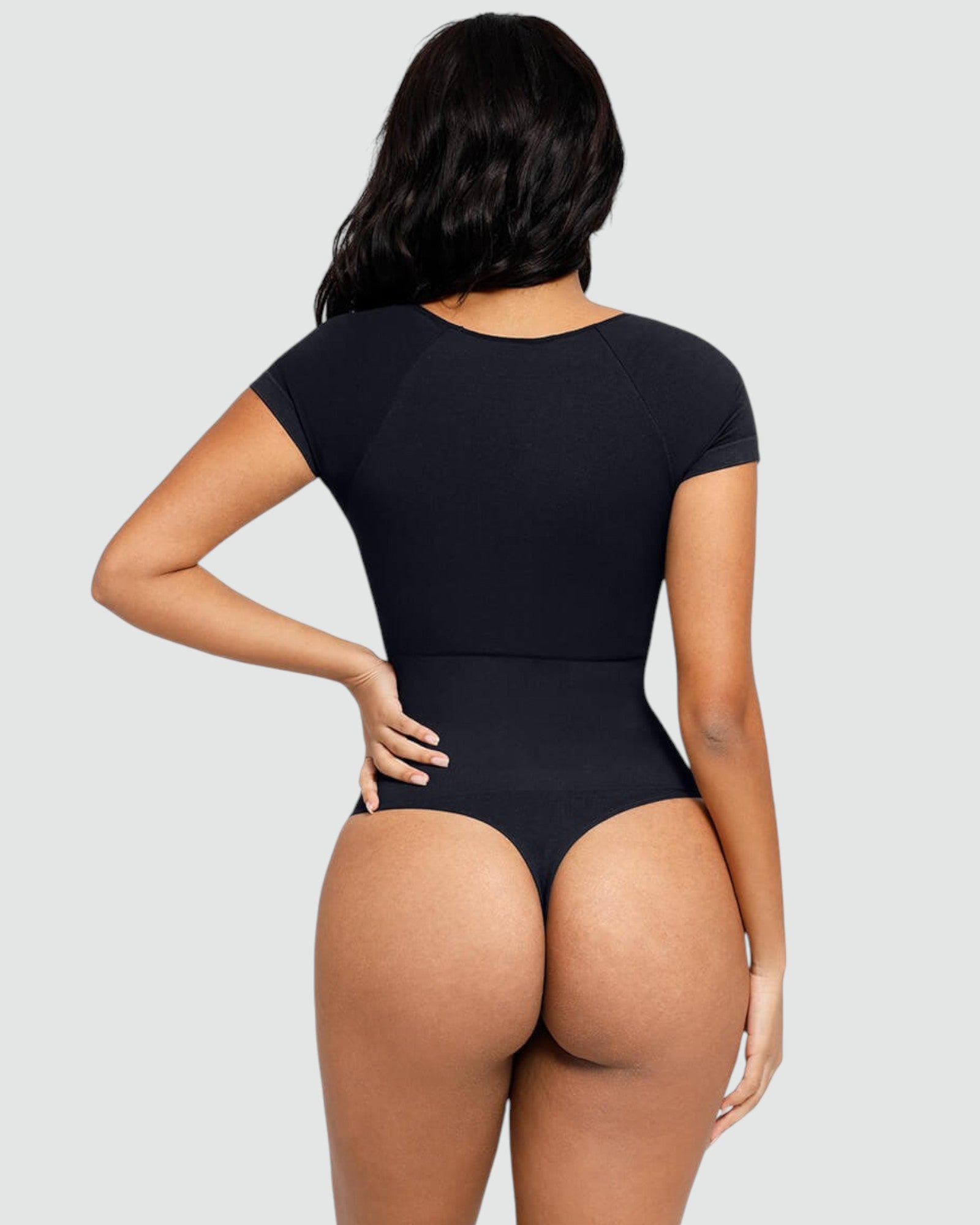 Pear Shapewear Zara Scoop Neck Thong Bodysuit Carbon Black 3