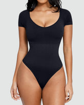 Pear Shapewear Zara Scoop Neck Thong Bodysuit Carbon Black 1