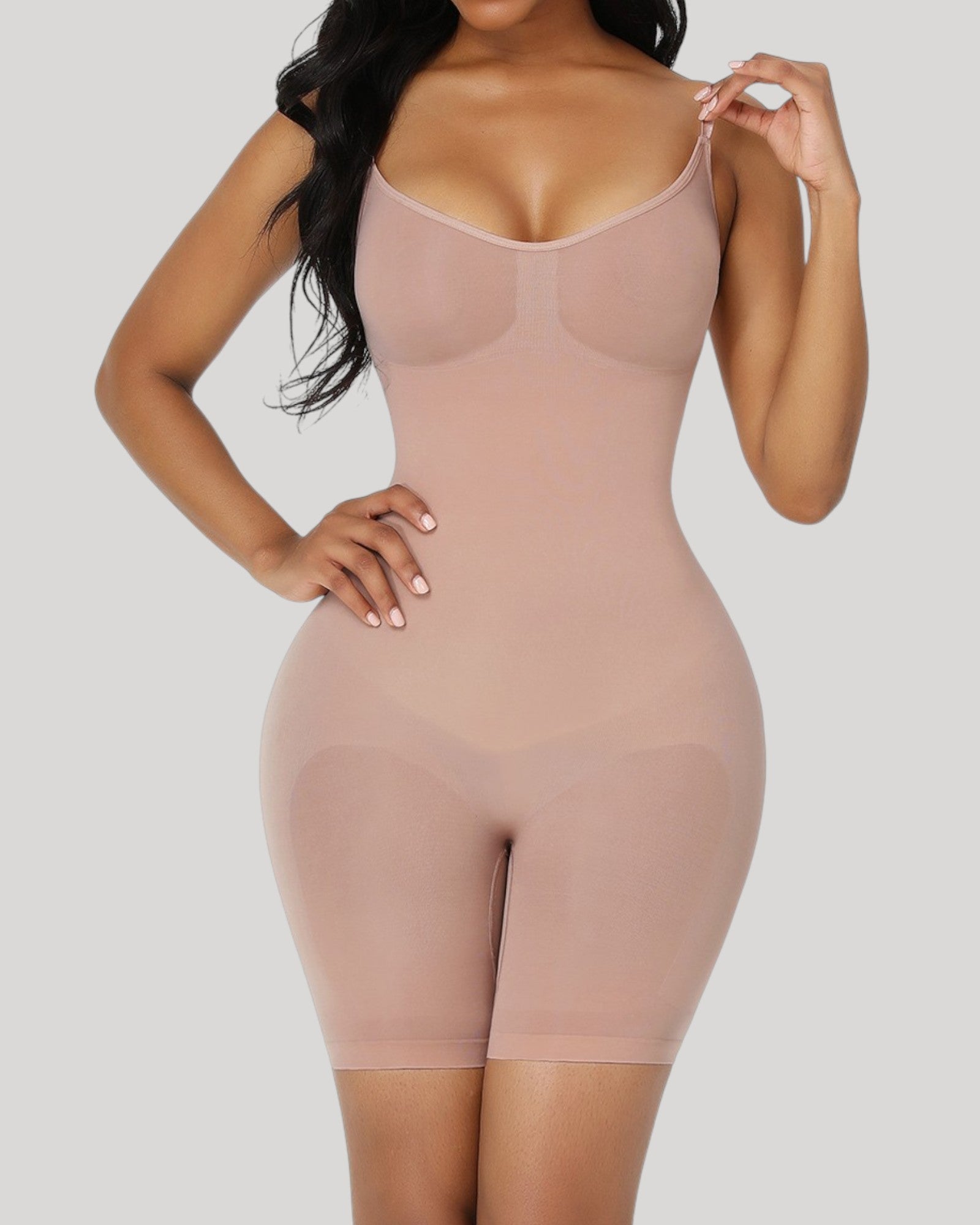 Pear Shapewear Alexandra Mid-Thigh Bodysuit Beige