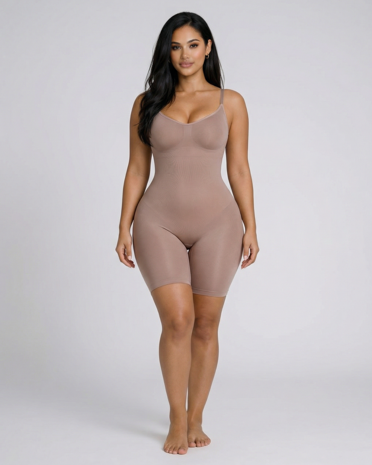 Pear Shapewear Alexandra Mid-Thigh Bodysuit Blush Pink 7