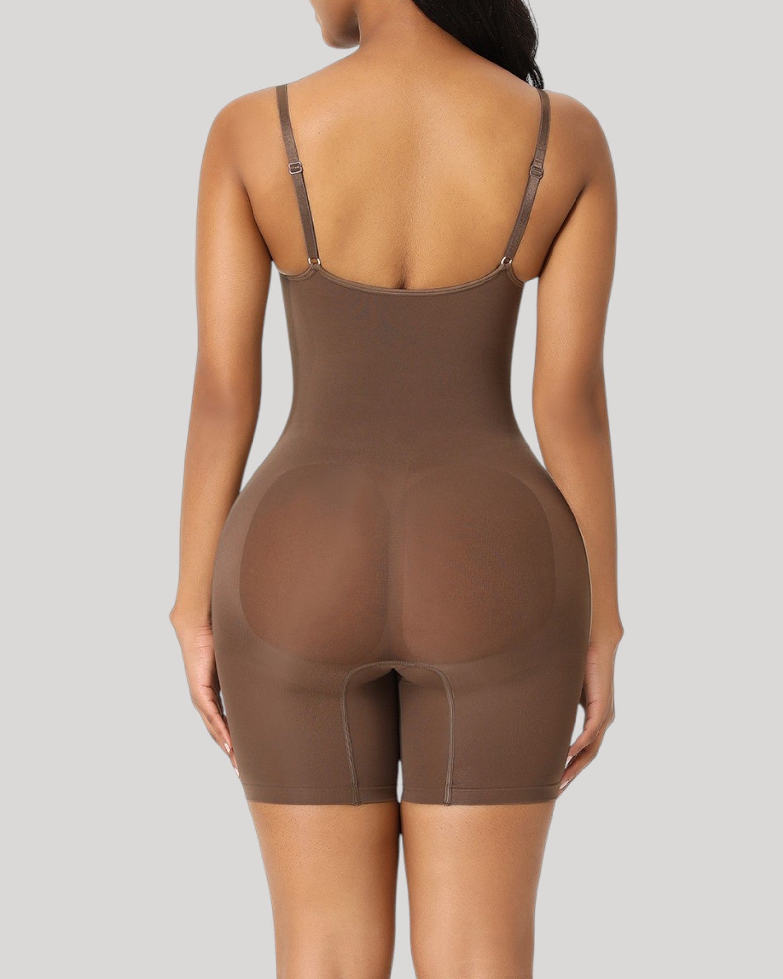 Pear Shapewear Alexandra Mid-Thigh Bodysuit Brown