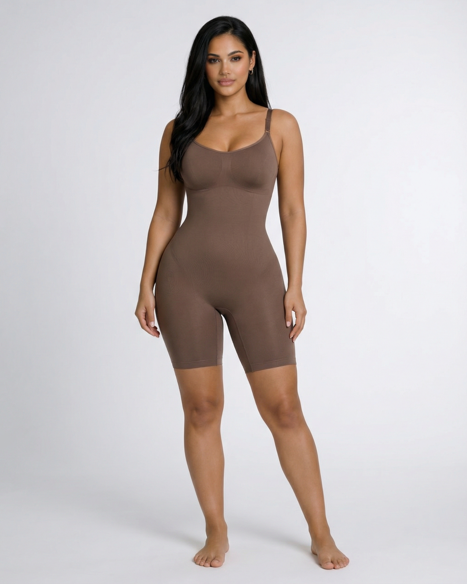Pear Shapewear Alexandra Mid-Thigh Bodysuit Mocha Brown 7