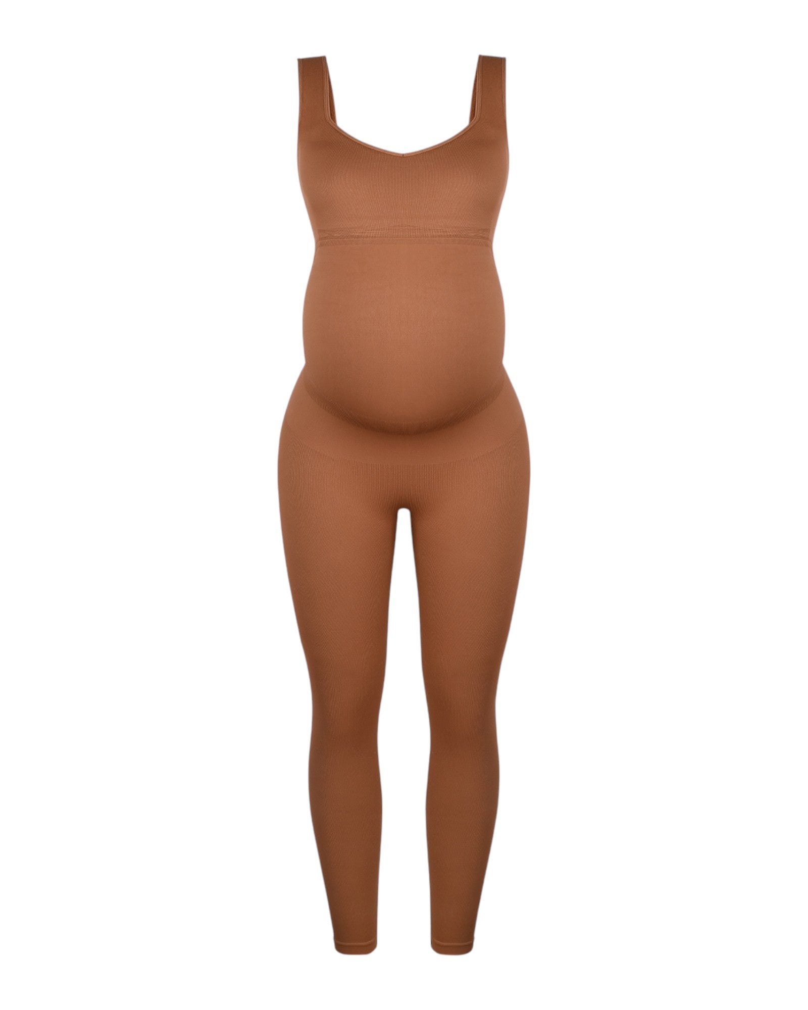 Pear Shapewear Alyssa Maternity Jumpsuit Mocha Brown 2