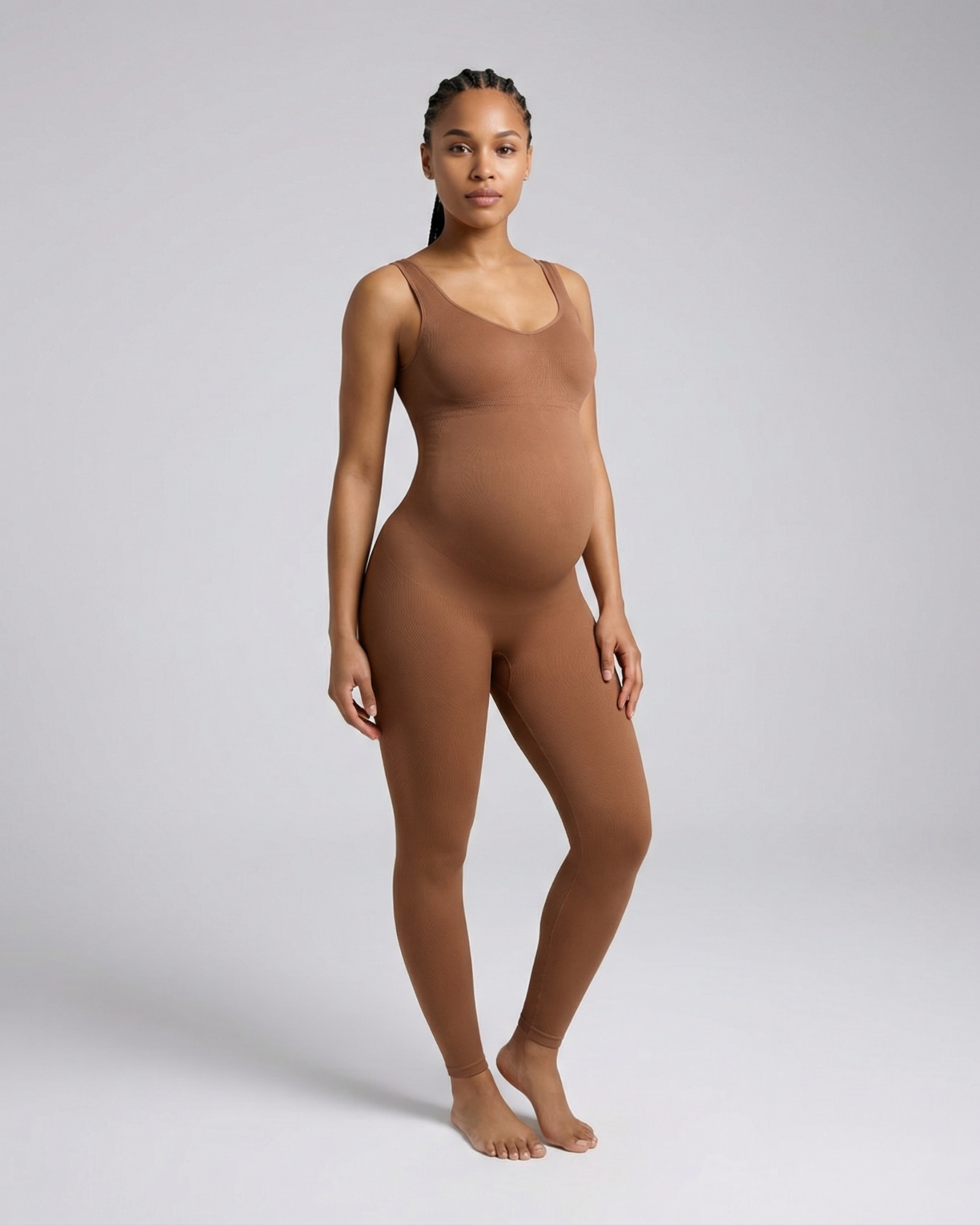 Pear Shapewear Alyssa Maternity Jumpsuit Mocha Brown 7