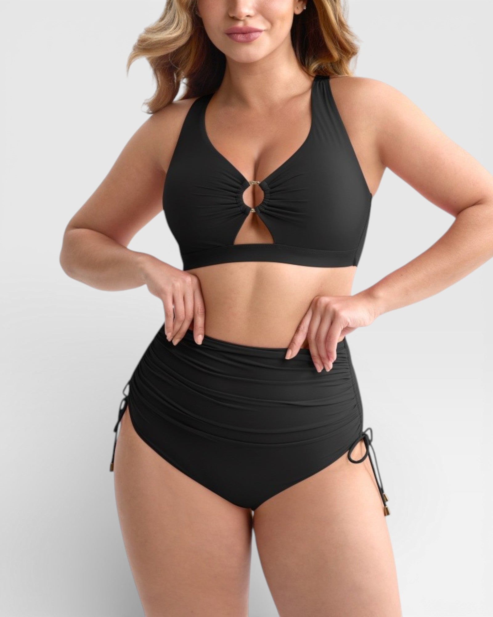 Pear Shapewear Amalfi High Rise Bikini Set Black 1