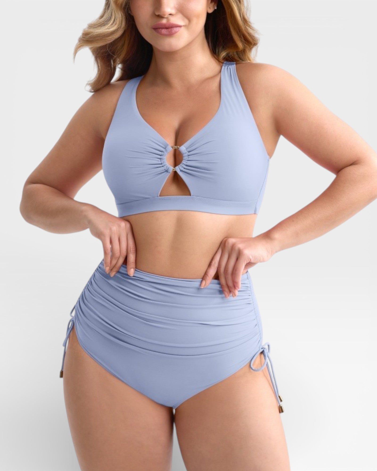 Pear Shapewear Amalfi High Rise Bikini Set Blue 6