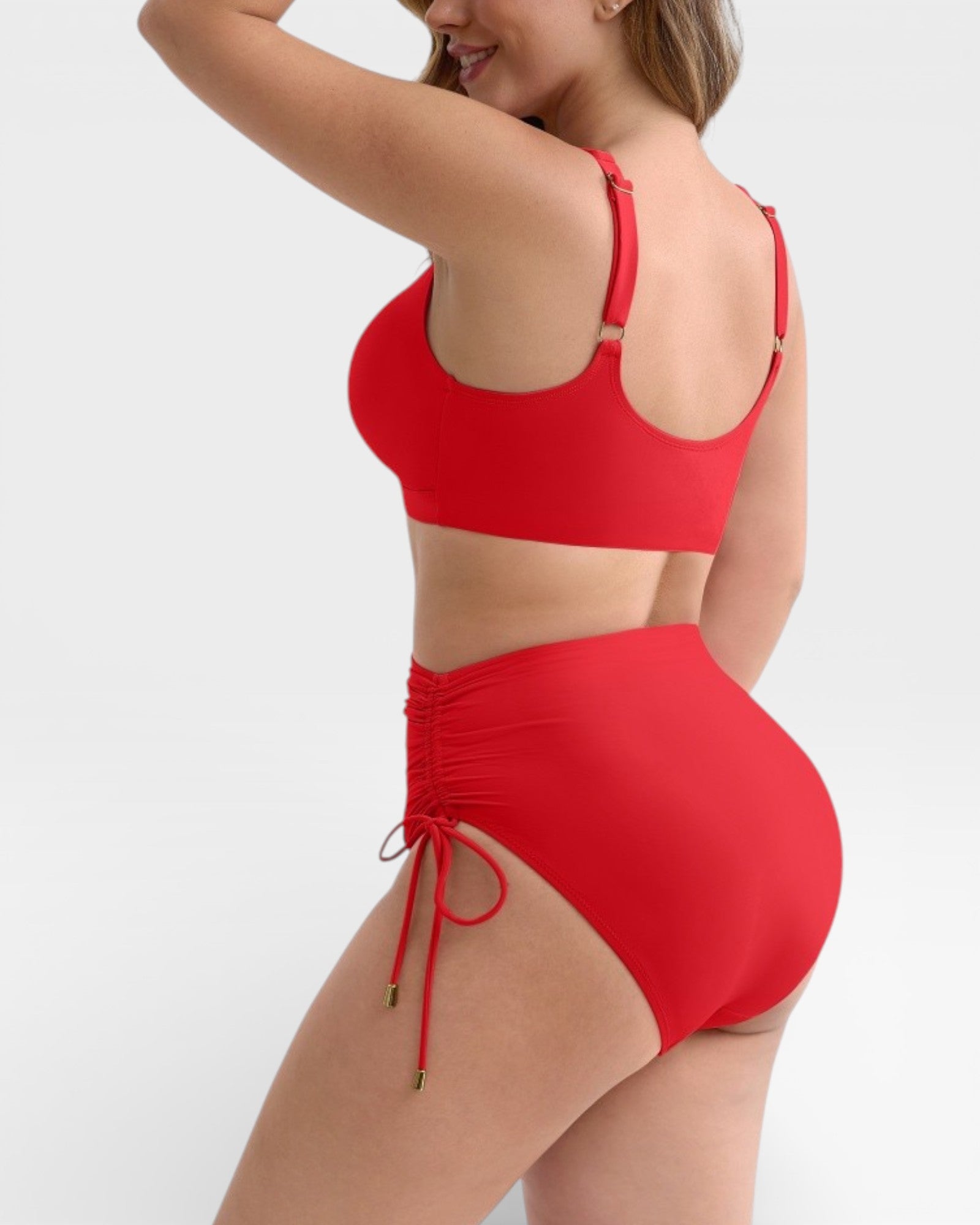 Pear Shapewear Amalfi High Rise Bikini Set Red 12