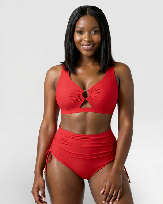 Pear Shapewear Amalfi High Rise Bikini Set Red 14 1600