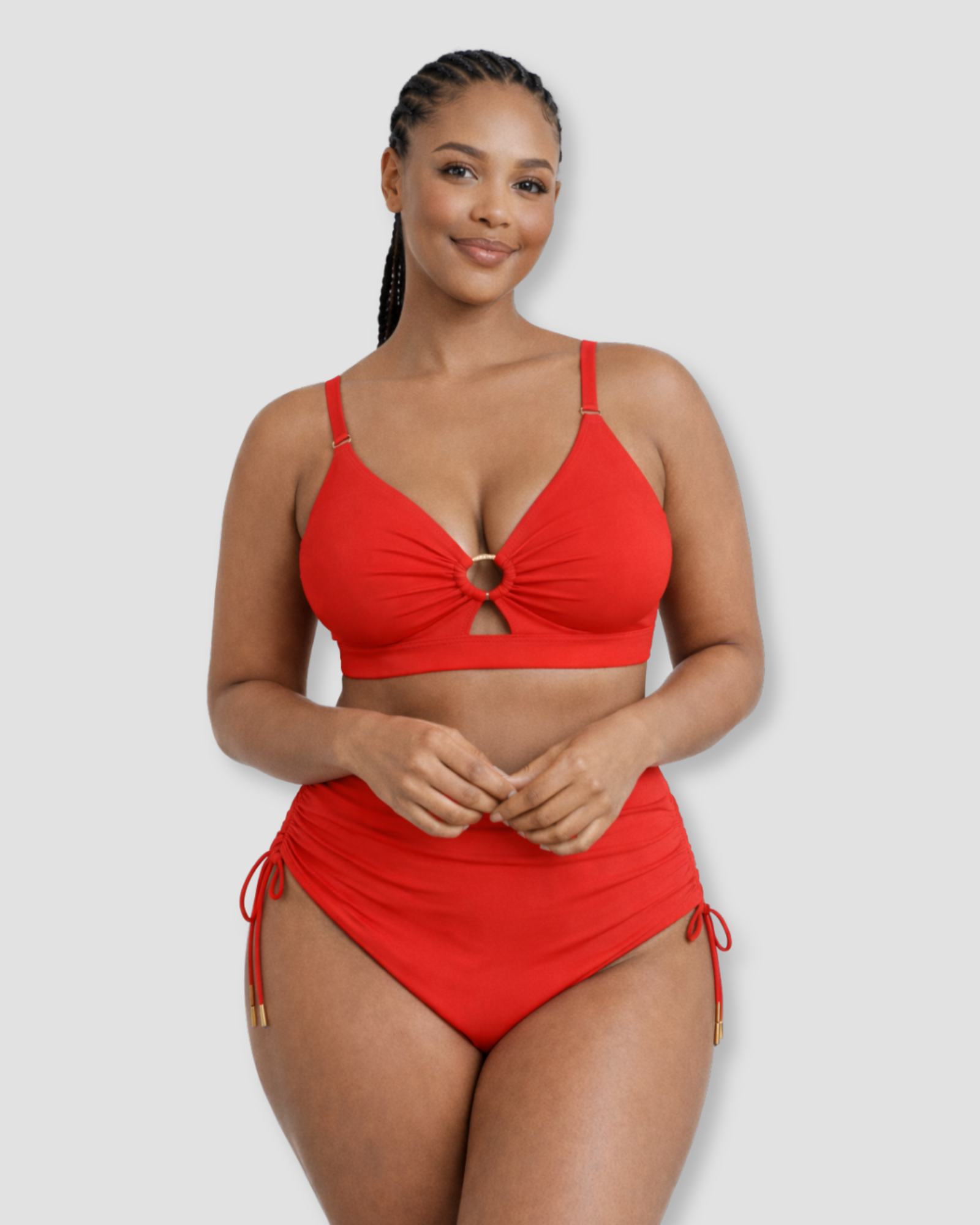 Pear Shapewear Amalfi High Rise Bikini Set Red 15