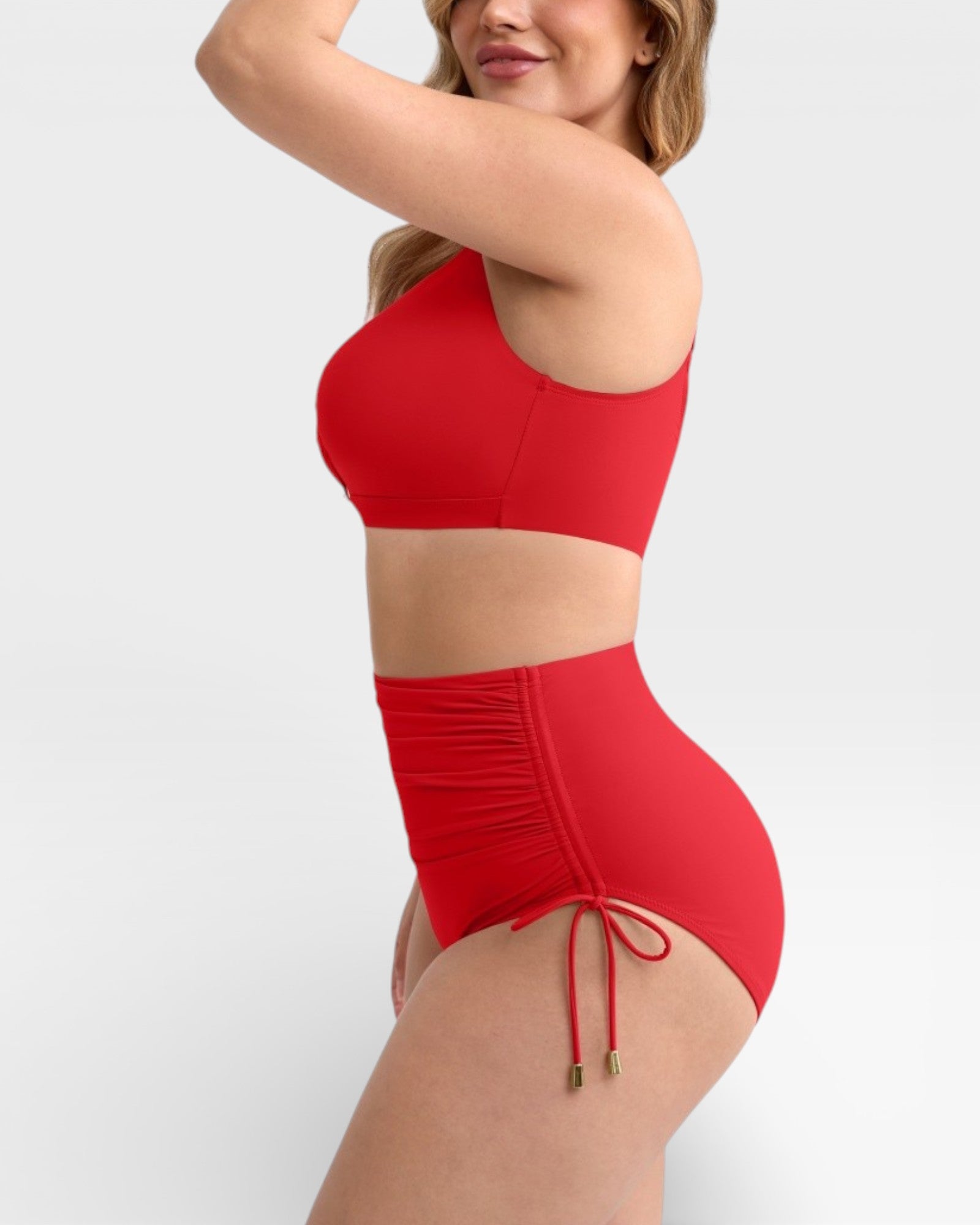 Pear Shapewear Amalfi High Rise Bikini Set Red 6