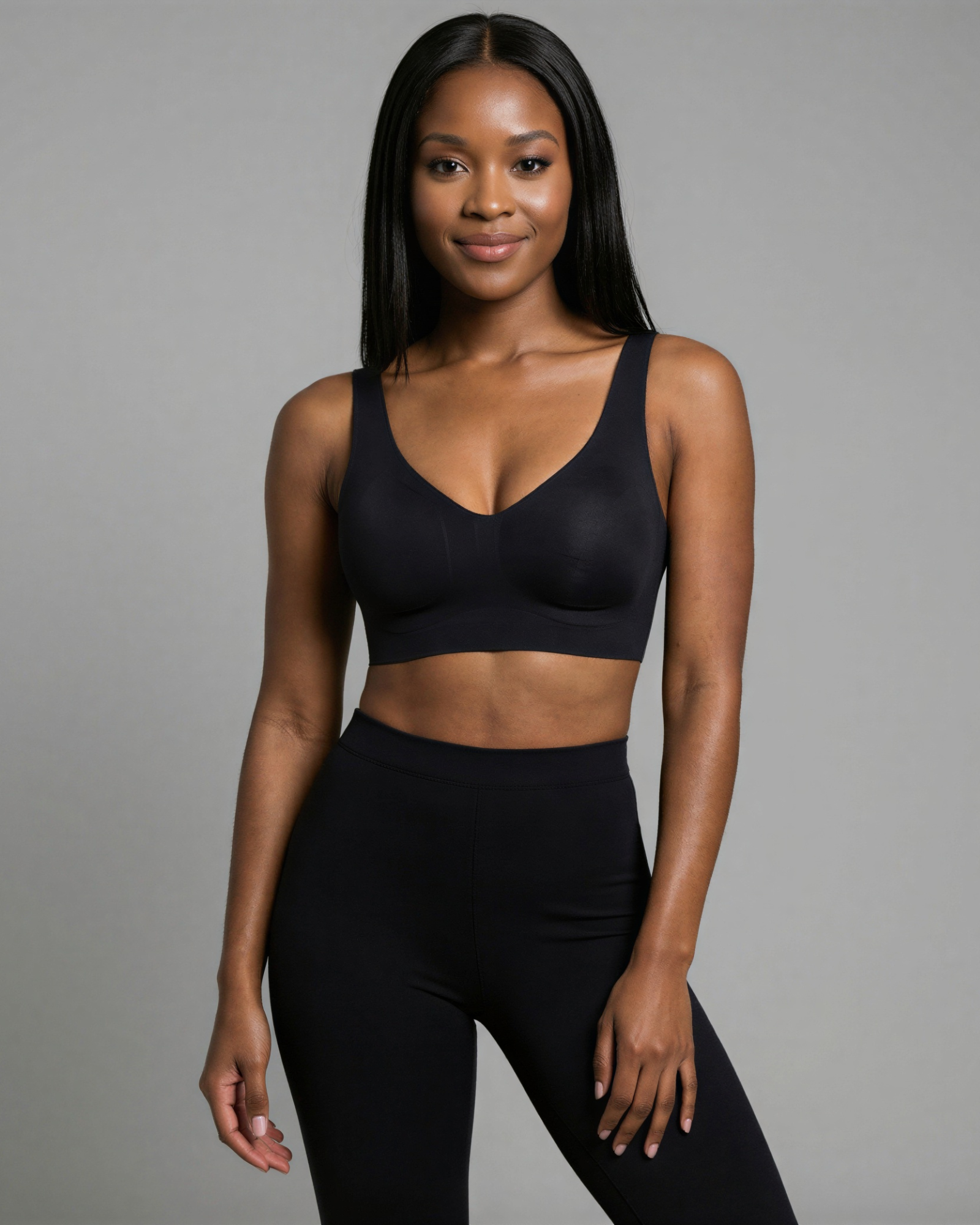 Pear Shapewear Ava Plunge Wireless Bra Black 9