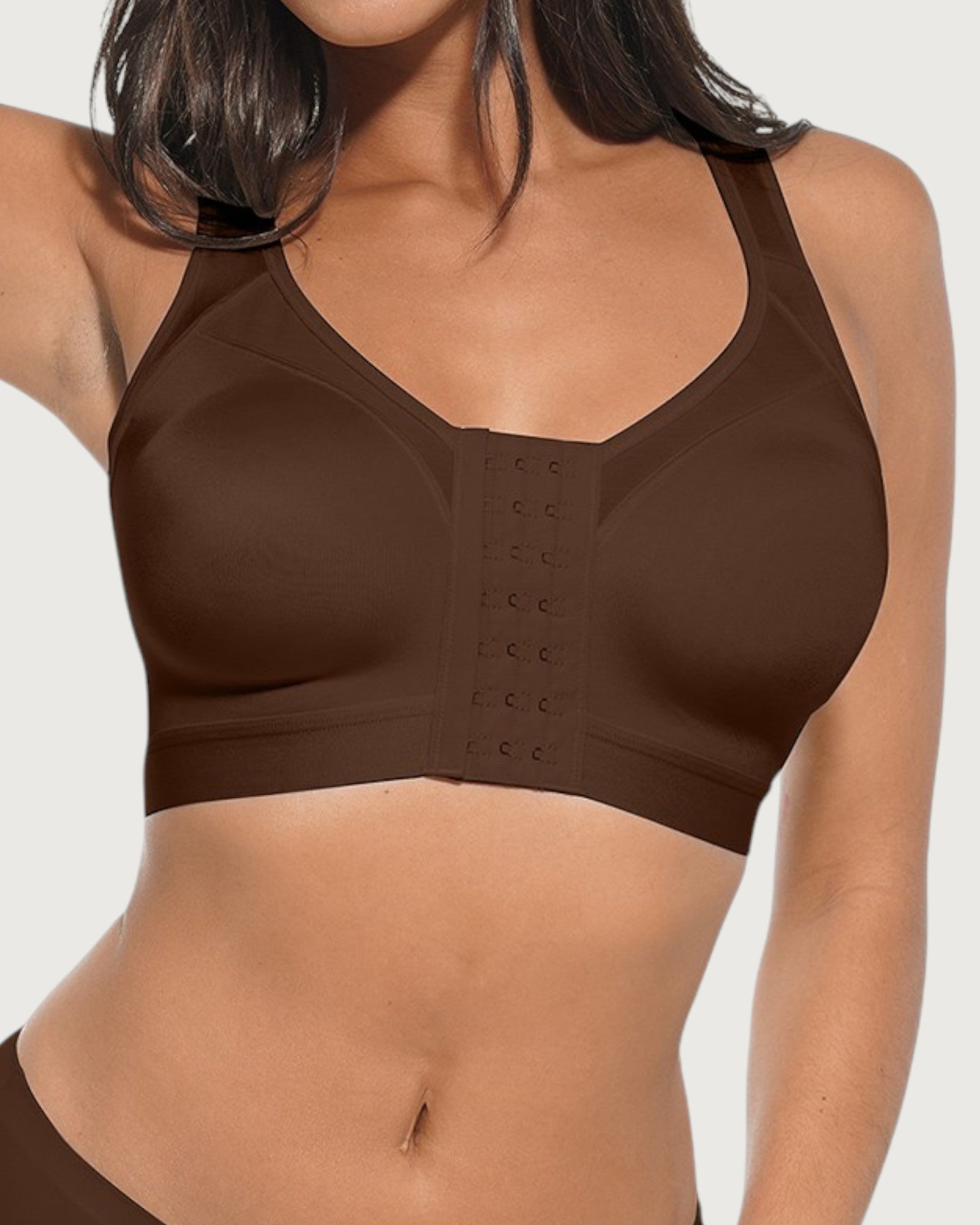 Pear Shapewear Blair Full Coverage Front-Closure Bra Cocao Brown 1