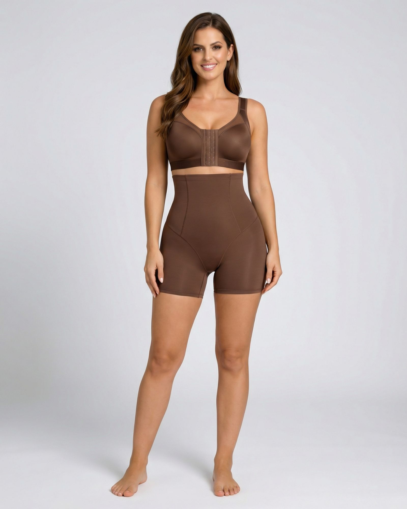 Pear Shapewear Blair Full Coverage Front-Closure Bra Cocao Brown 10
