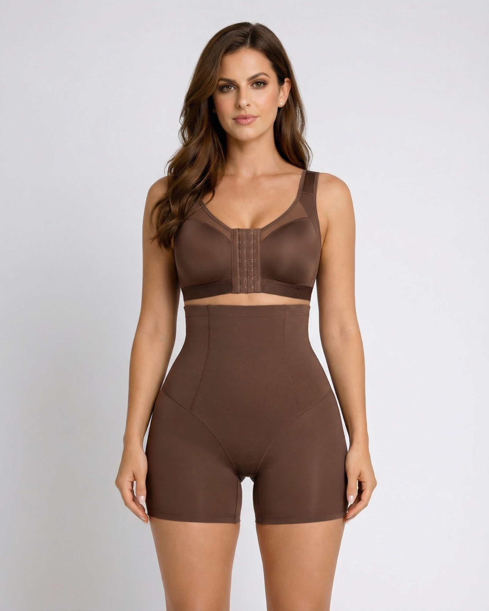 Pear Shapewear Blair Full Coverage Front-Closure Bra Cocao Brown 11