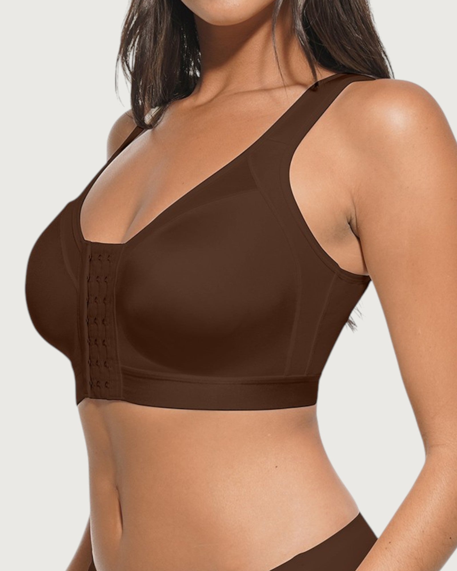 Pear Shapewear Blair Full Coverage Front-Closure Bra Cocao Brown 3
