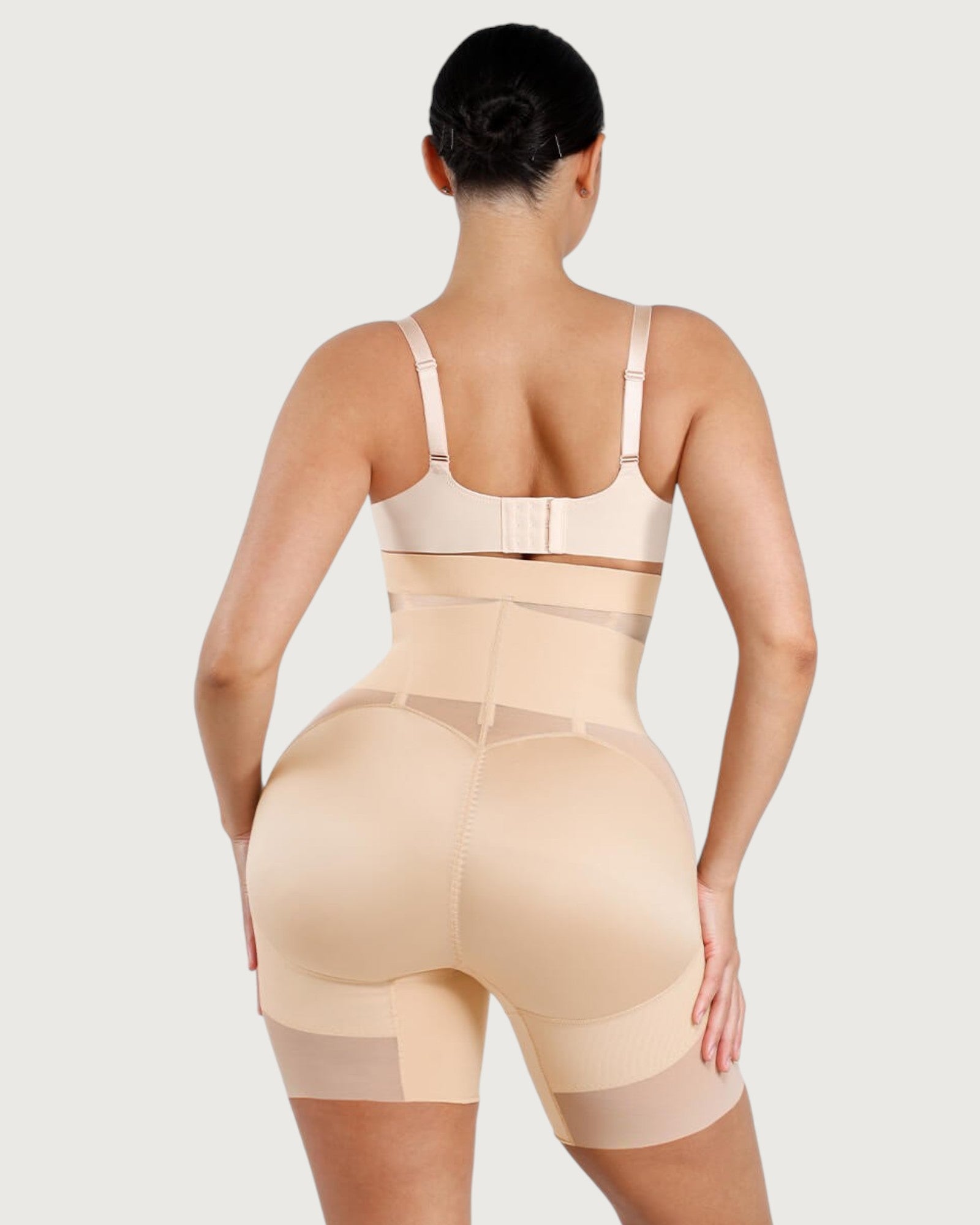 Pear Shapewear Celine High-Waist Mid-Thigh Short Champagne Beige 8