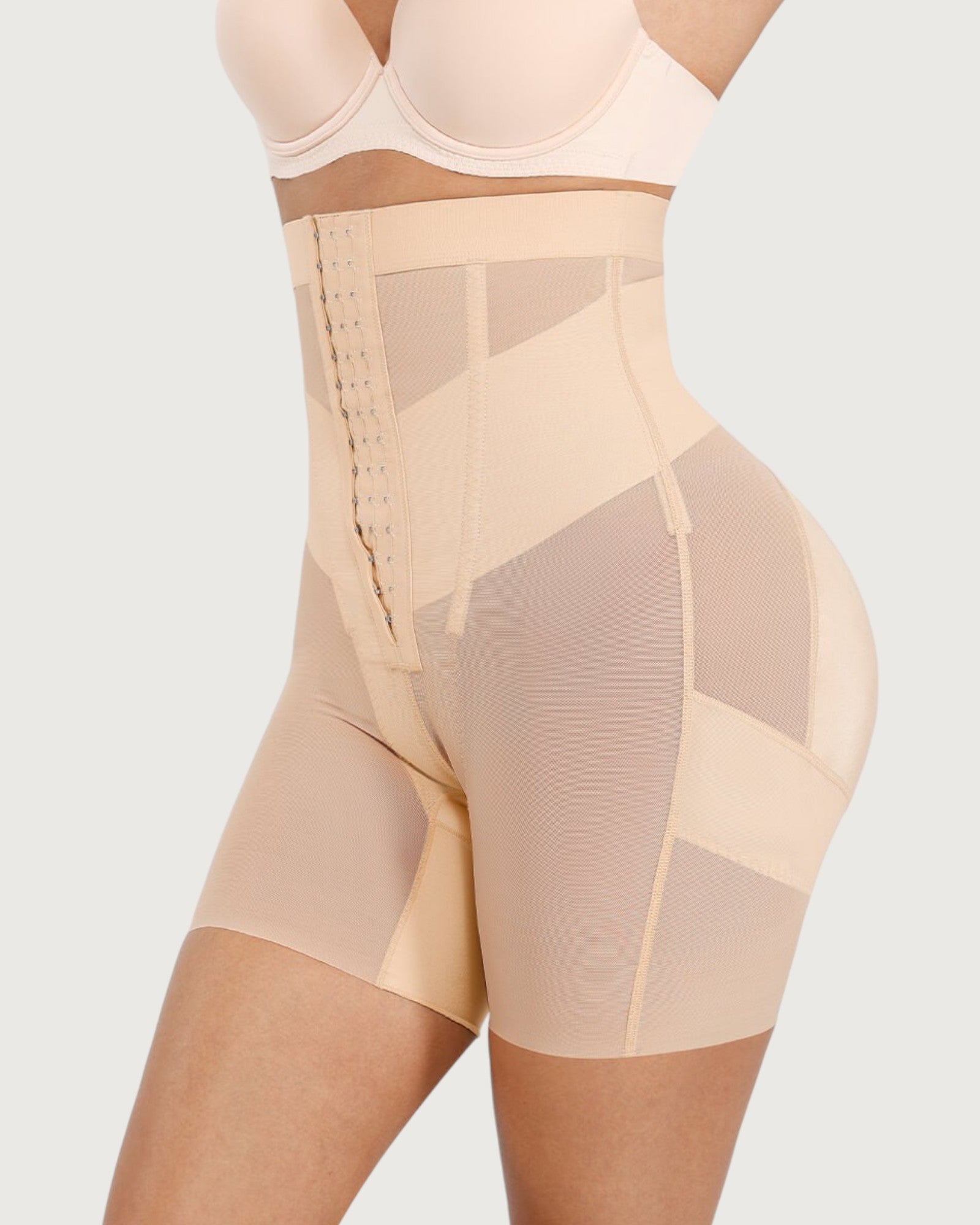 Pear Shapewear Celine High-Waist Mid-Thigh Short Champagne Beige 7
