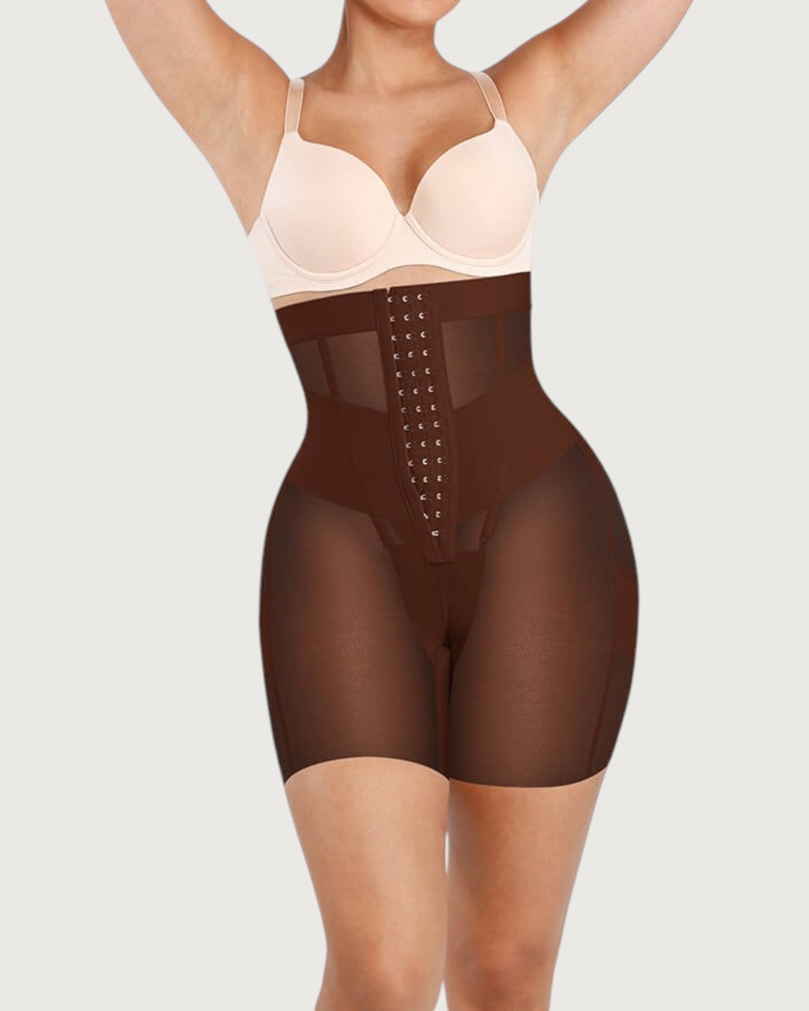 Pear Shapewear Celine High-Waist Mid-Thigh Short Cocao Brown 1
