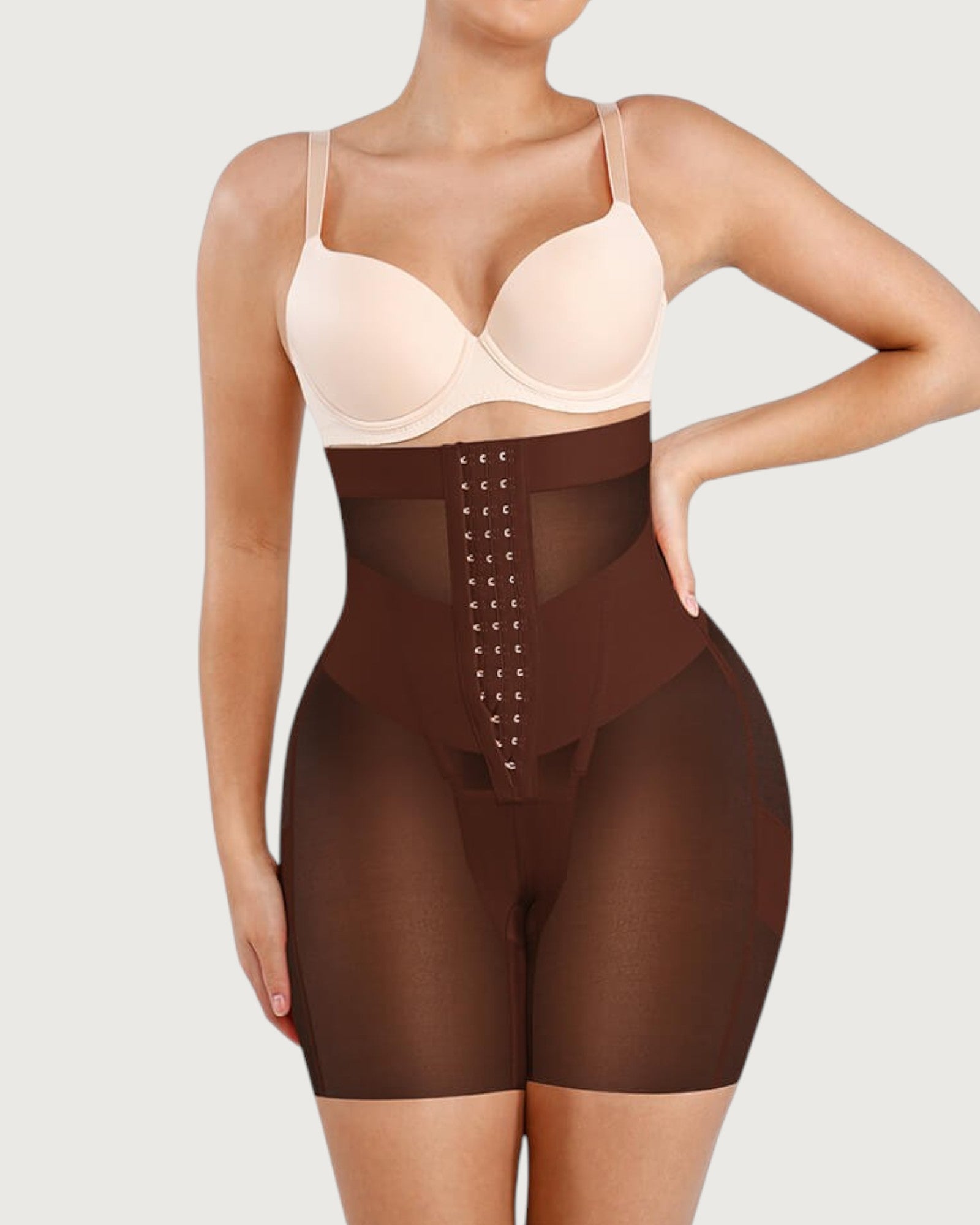 Pear Shapewear Celine High-Waist Mid-Thigh Short Cocao Brown 4