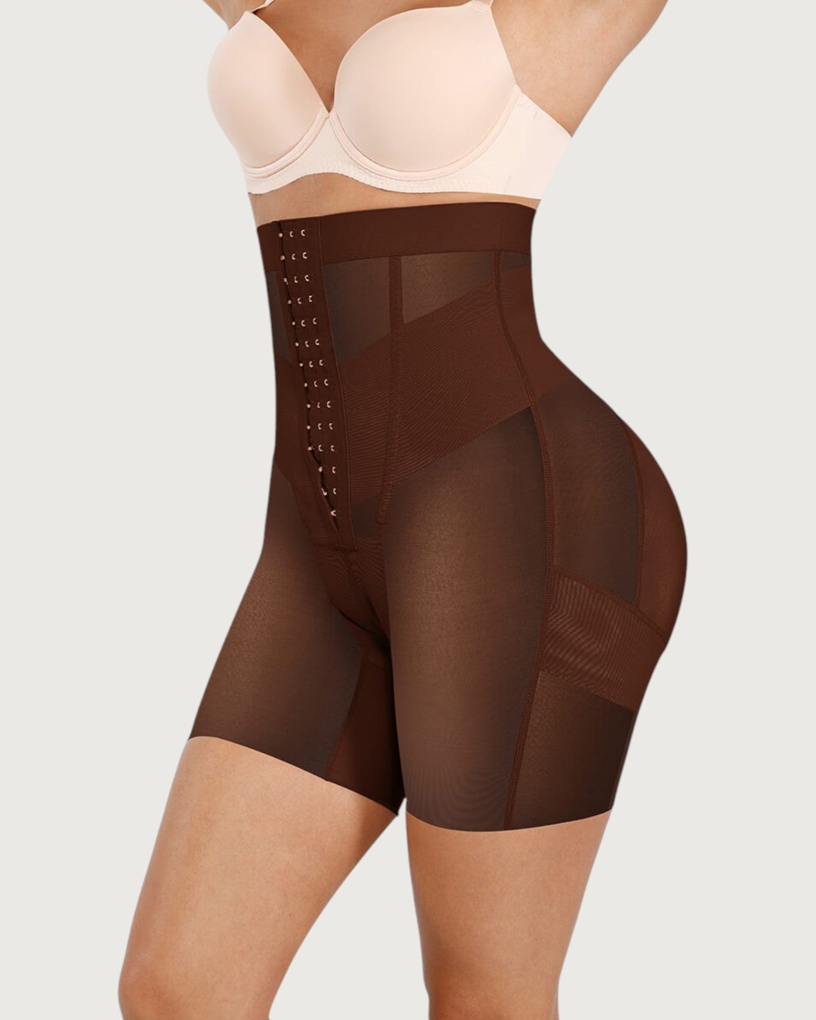 Pear Shapewear Celine High-Waist Mid-Thigh Short Cocao Brown 5