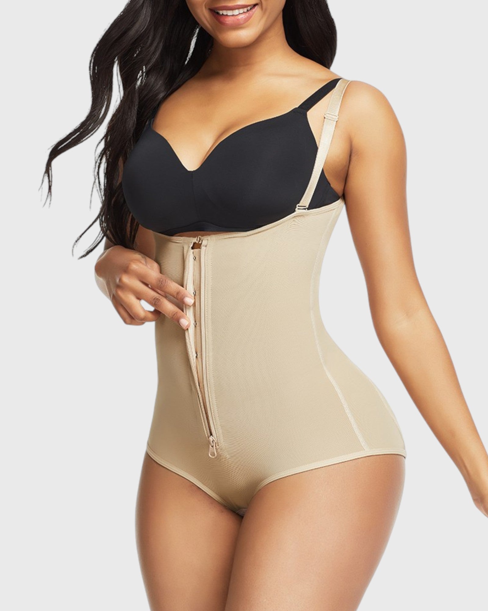 Pear Shapewear Ella Open-Bust Brief Bodysuit Champagne Beige 7