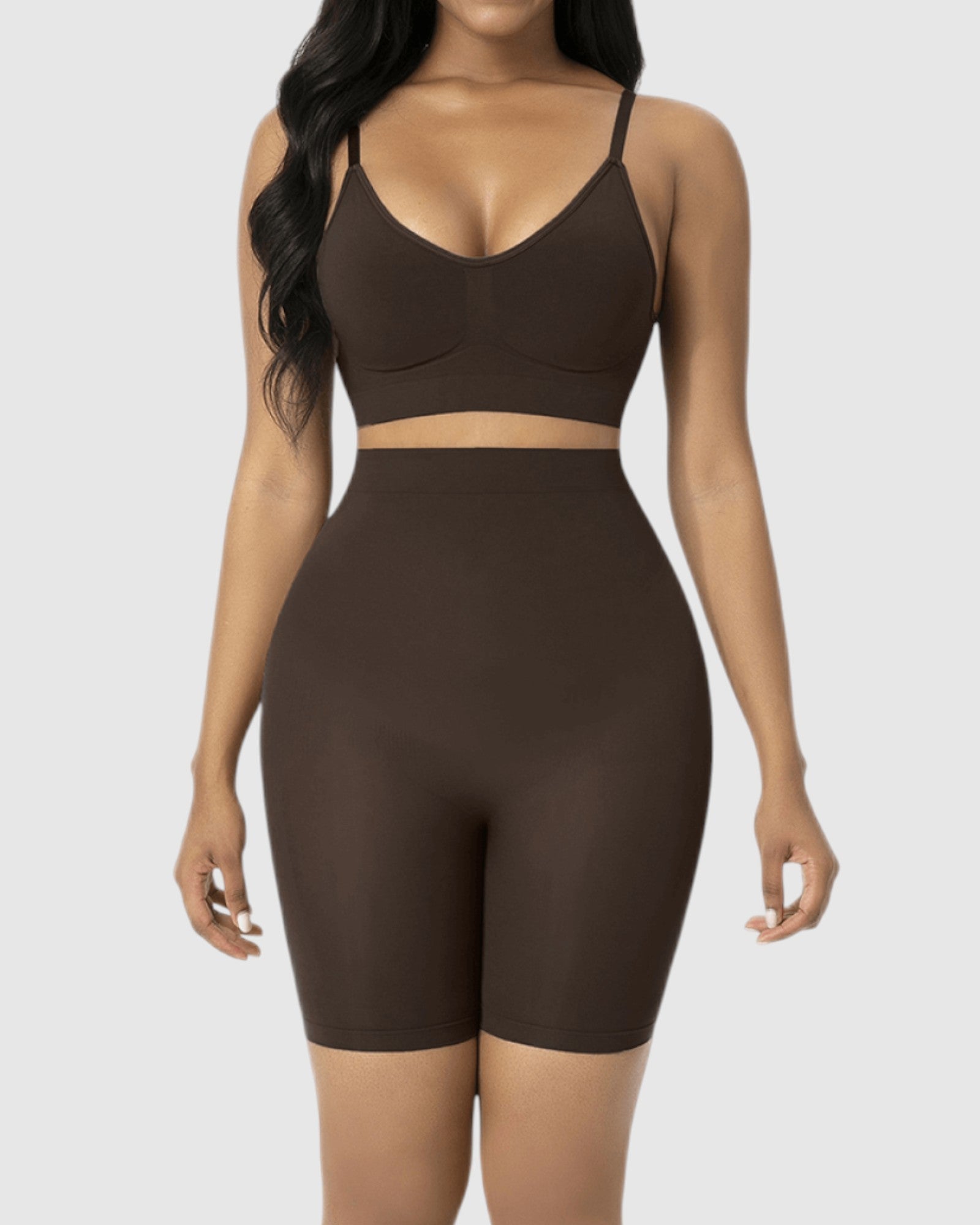 Pear Shapewear Gabie High-Waist Mid-Thigh Short Cocao Brown 1