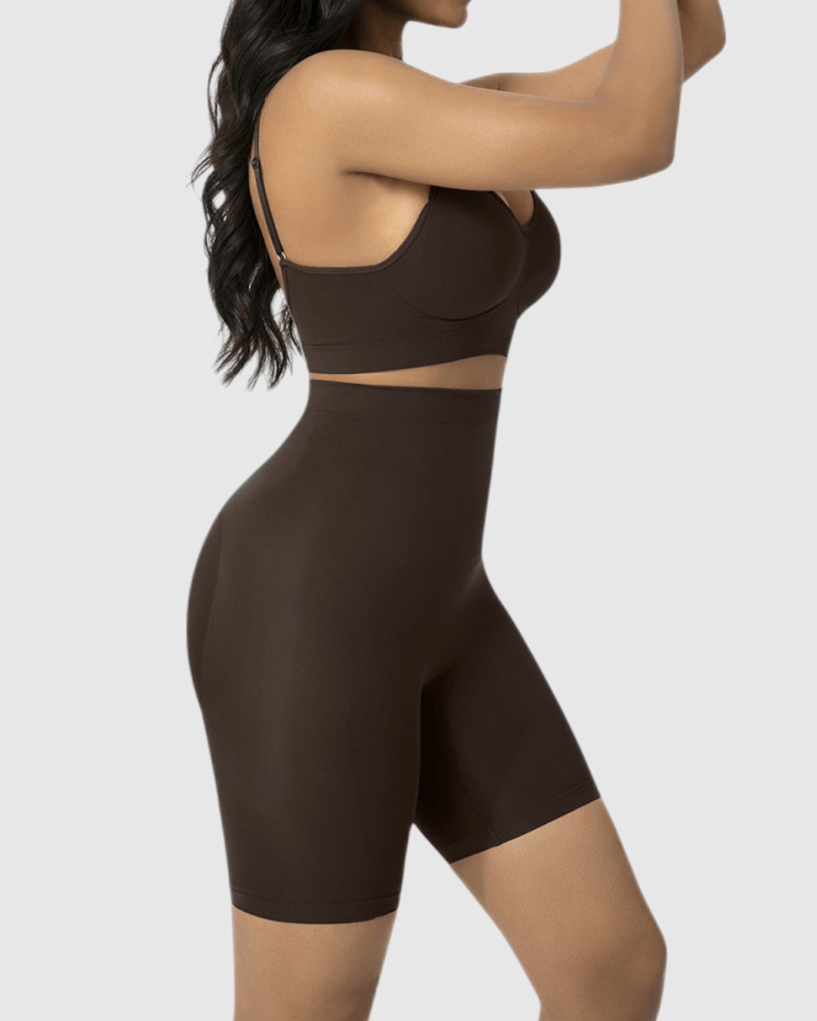 Pear Shapewear Gabie High-Waist Mid-Thigh Short Cocao Brown 2