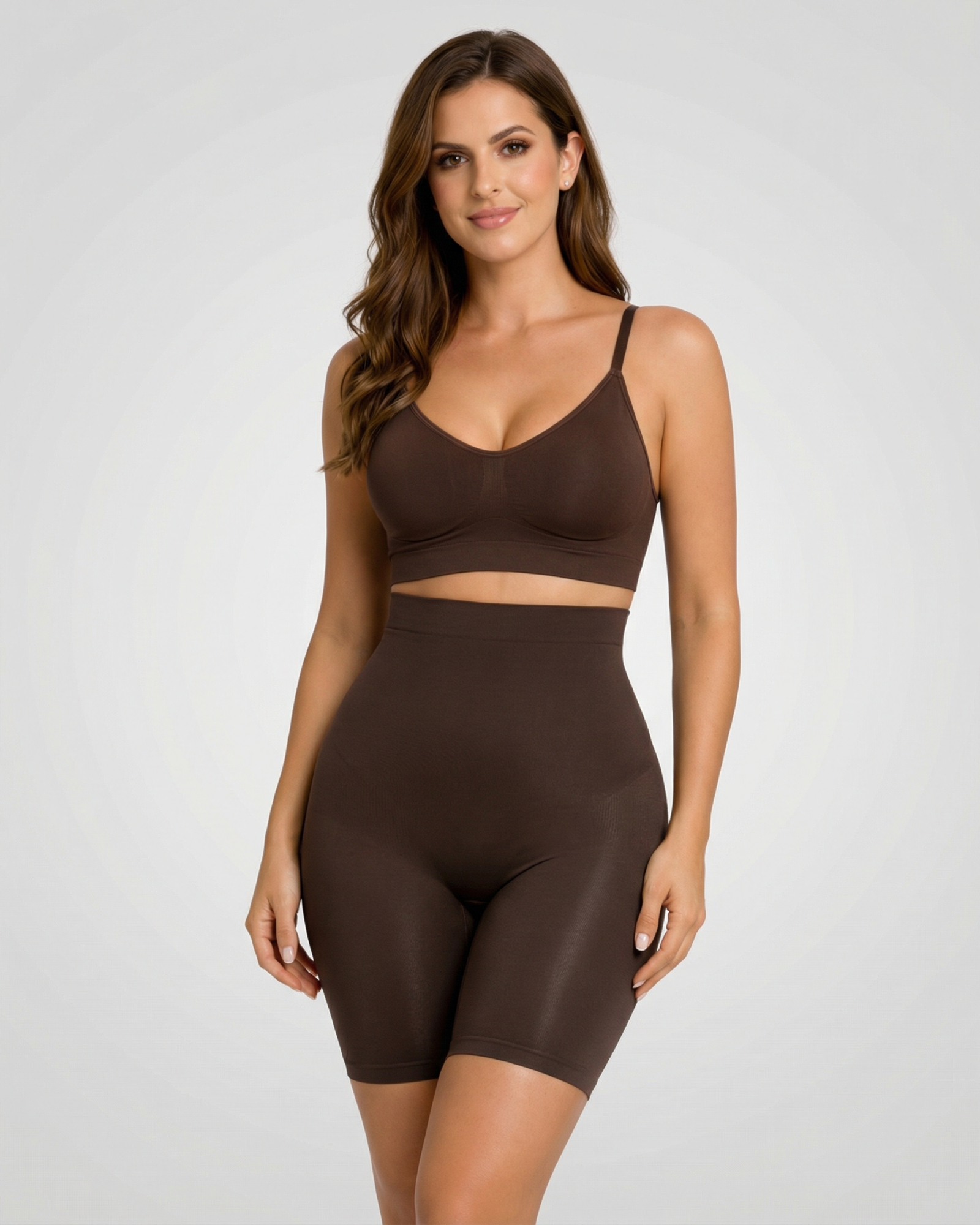 Pear Shapewear Gabie High-Waist Mid-Thigh Short Cocao Brown 7