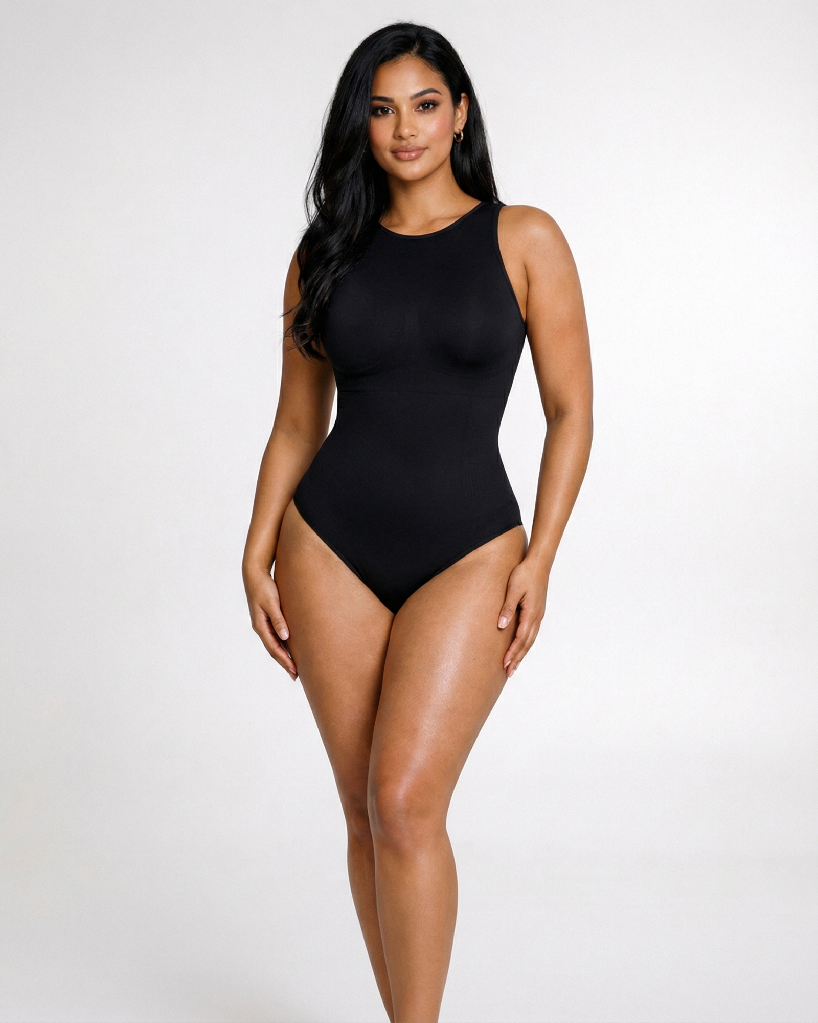 Pear Shapewear Gia Crew Neck Thong Bodysuit Carbon Black 7