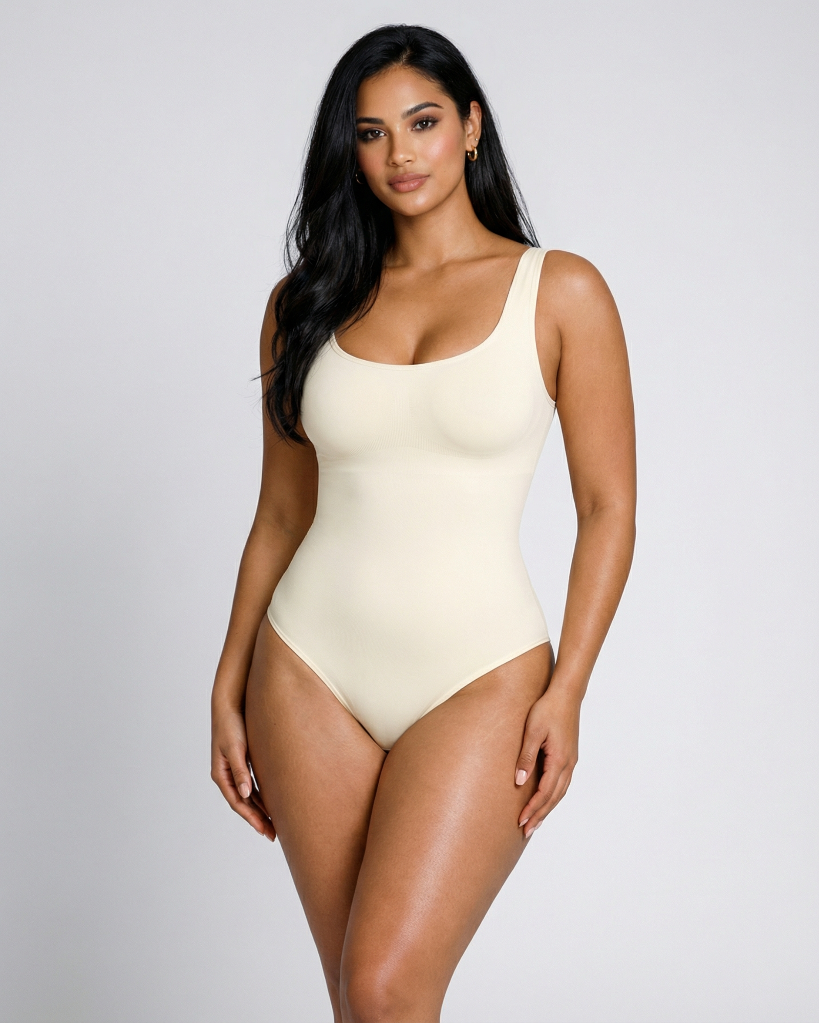 Pear Shapewear Gia Scoop Neck Thong Bodysuit Ivory White 7