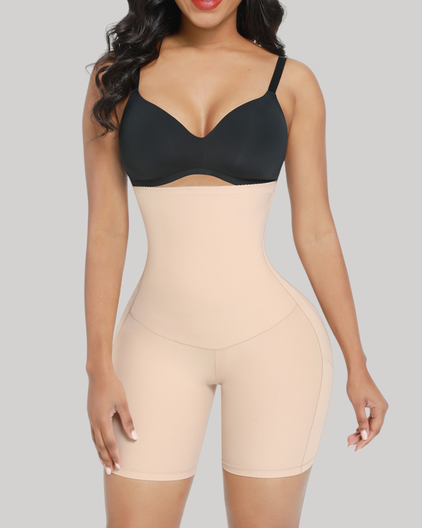 Pear Shapewear Hannah High-Waist Mid-Thigh Short Champagne Beige 1