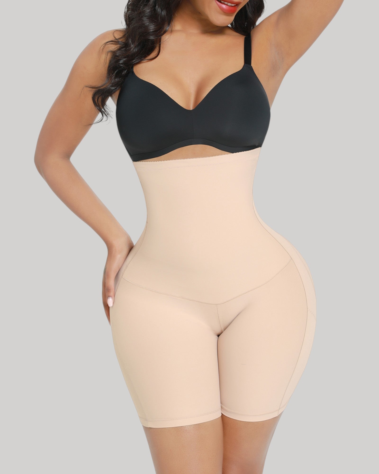 Pear Shapewear Hannah High-Waist Mid-Thigh Short Champagne Beige 5