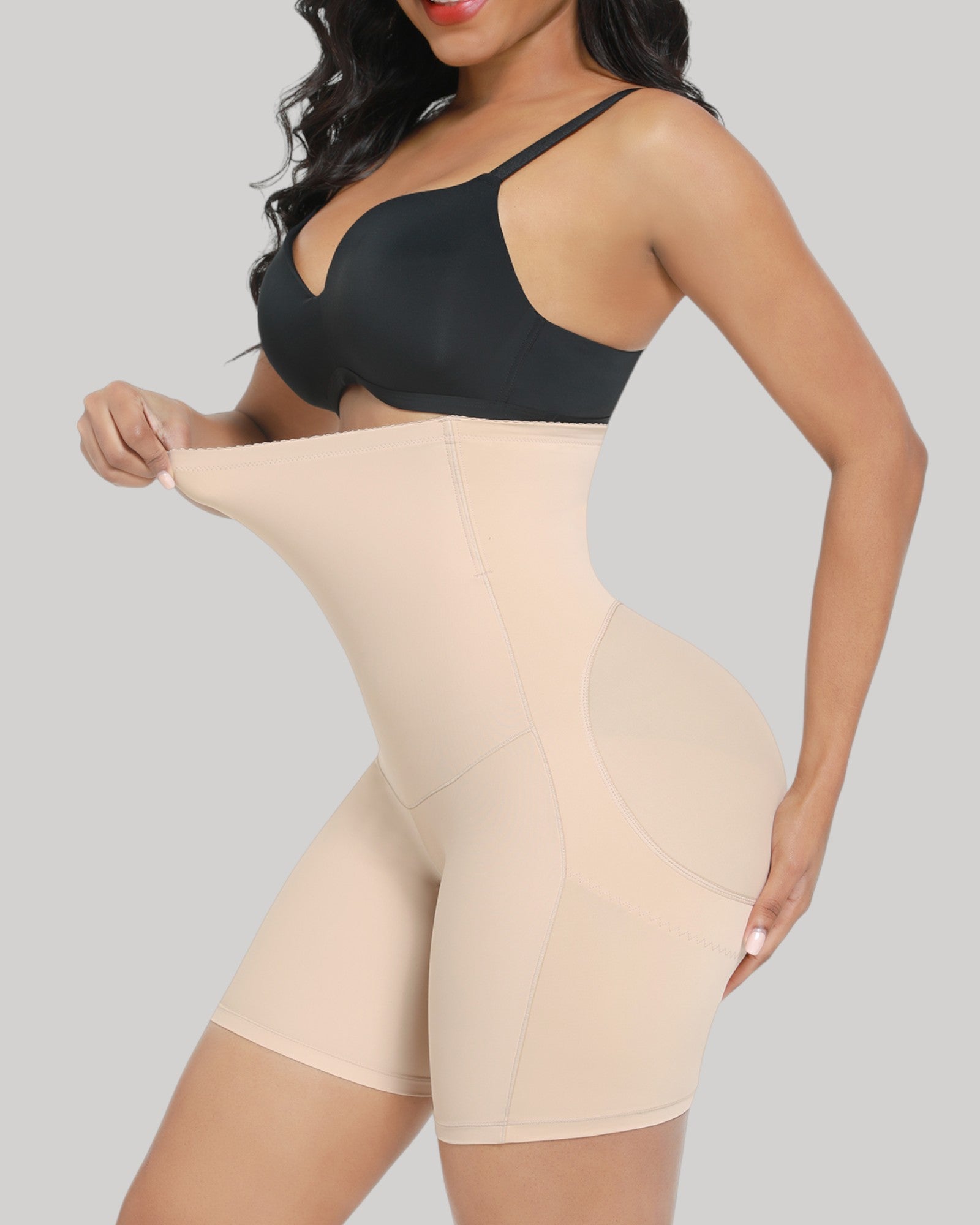 Pear Shapewear Hannah High-Waist Mid-Thigh Short Champagne Beige 2