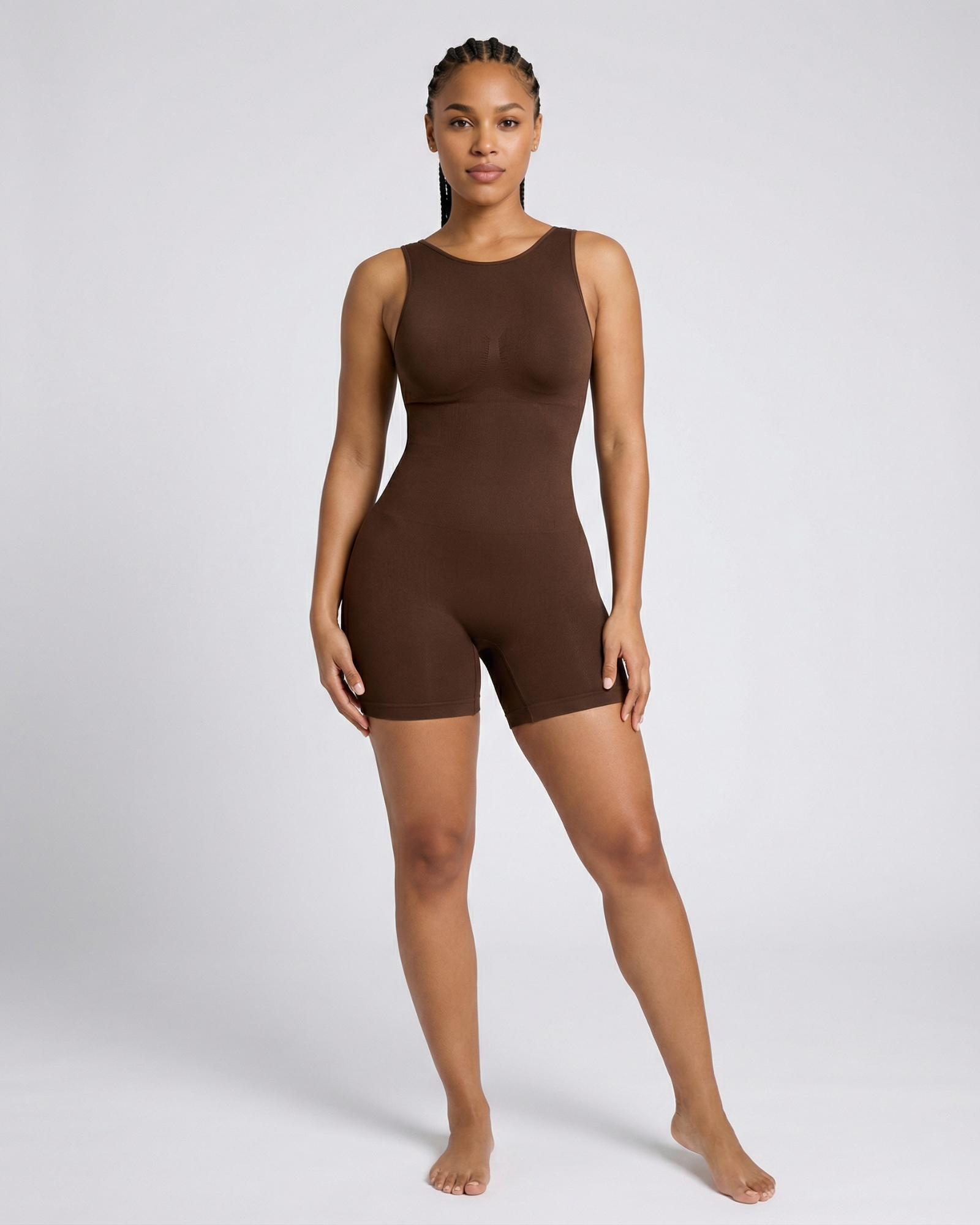 Pear Shapewear Harper Scoop Back Mid-Thigh Bodysuit Cocao Brown 7